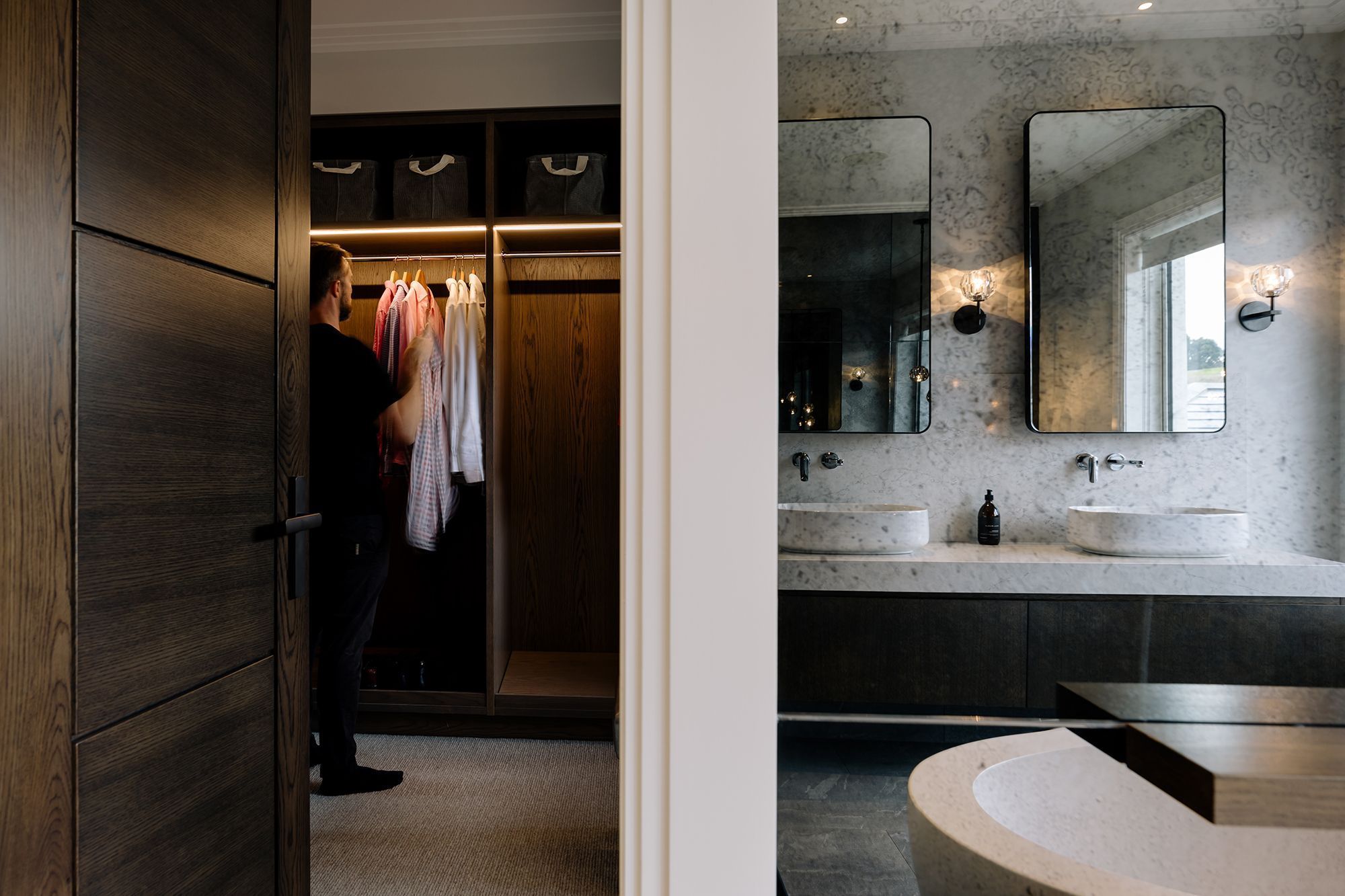 River House Master Ensuite with adjoining dressing room - Winner of the NKBA 2020 Waikato Bathroom Recognition Award