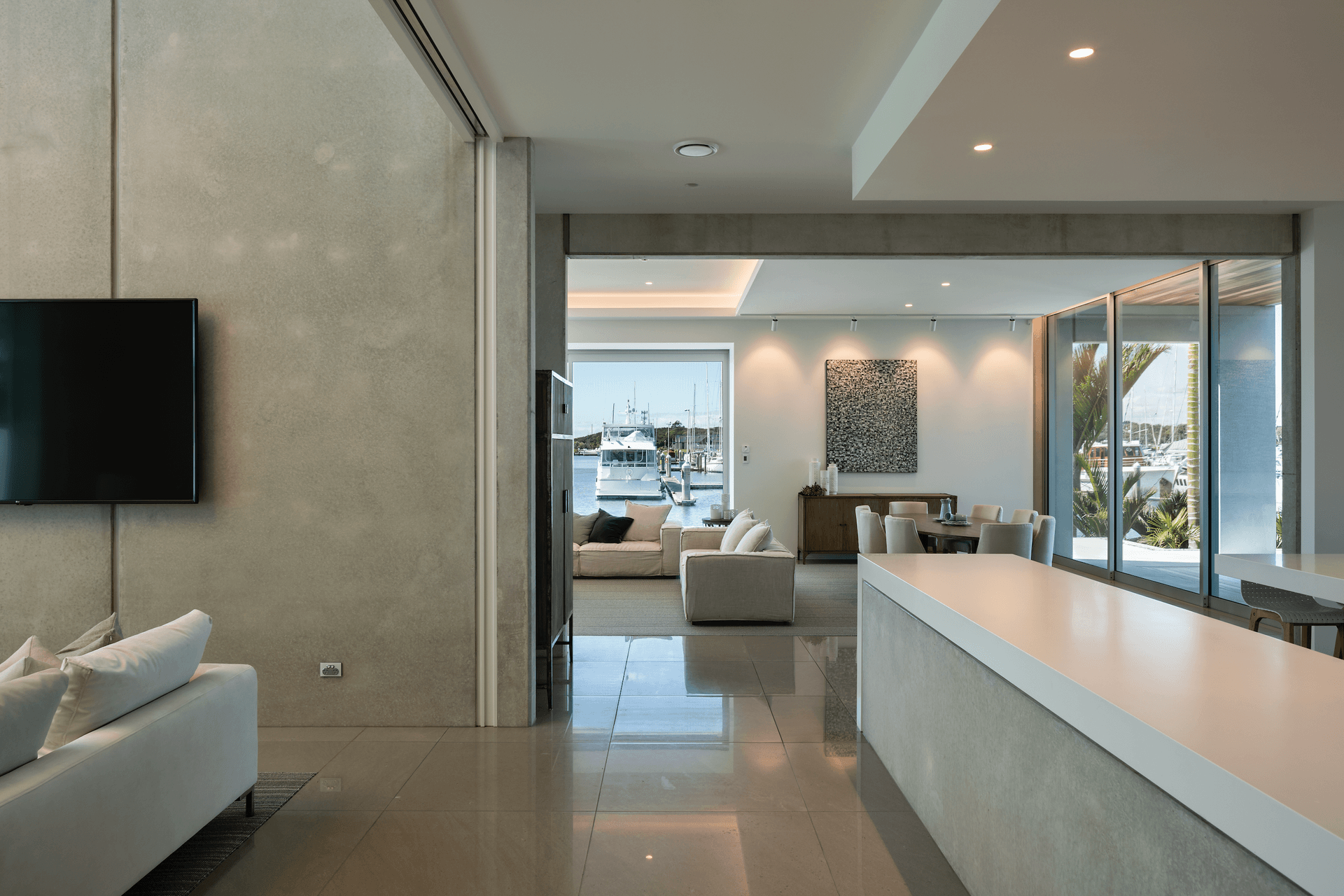 Despite the extensive use of concrete throughout the home's interior, the PeterFell 651 colour additive allows the space to feel open and bright.