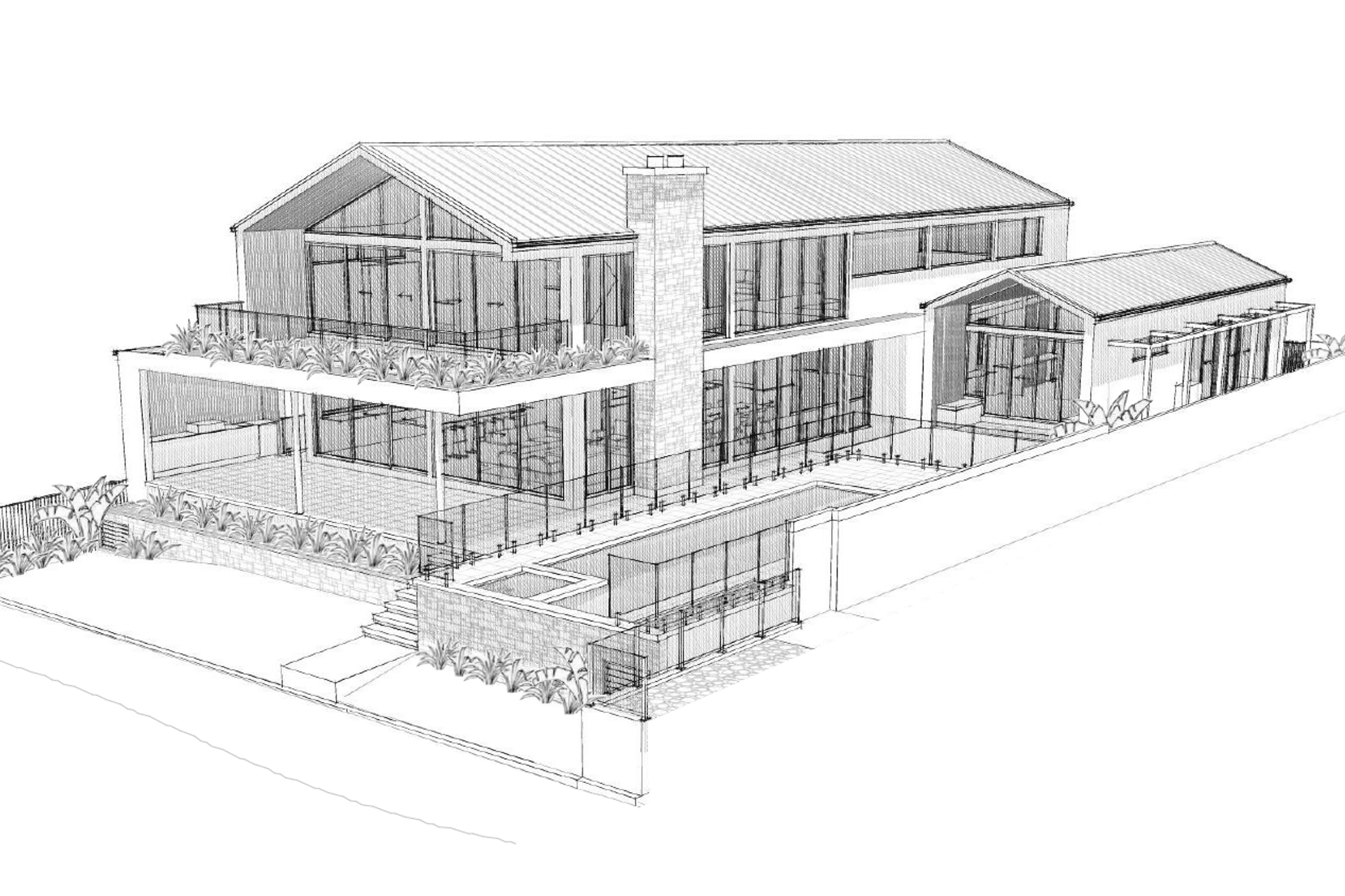 Scandi Beach Residence - Pool Area Perspective