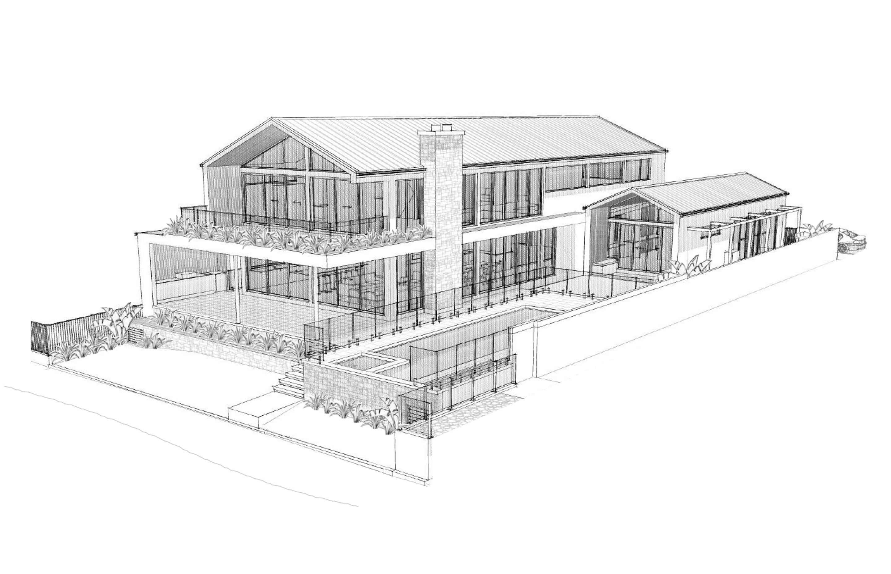 Scandi Beach Residence - Pool Area Perspective