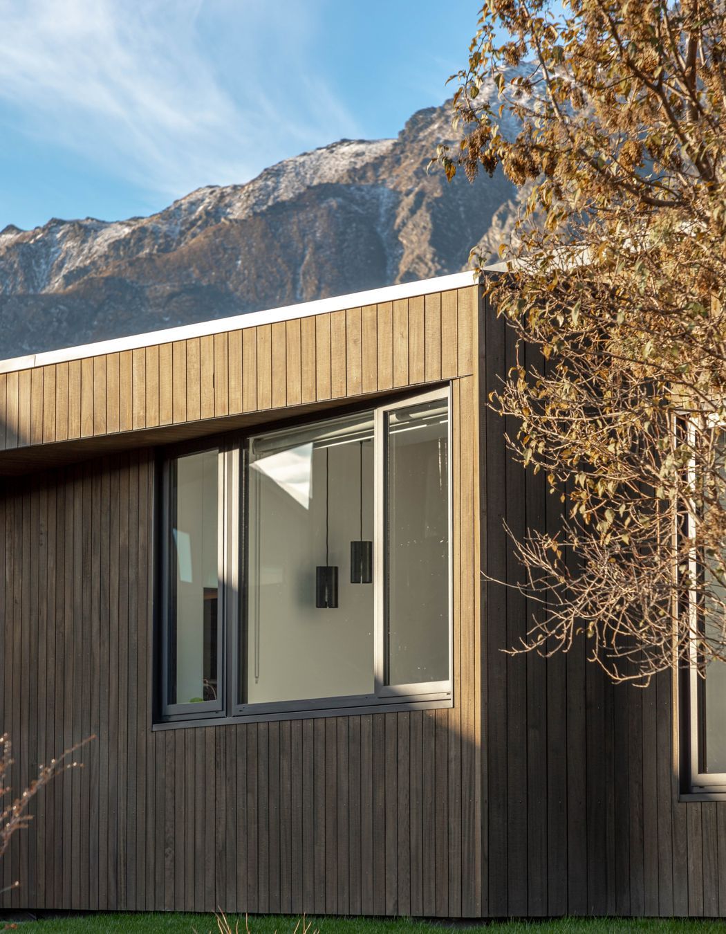 The building is defined by natural tones