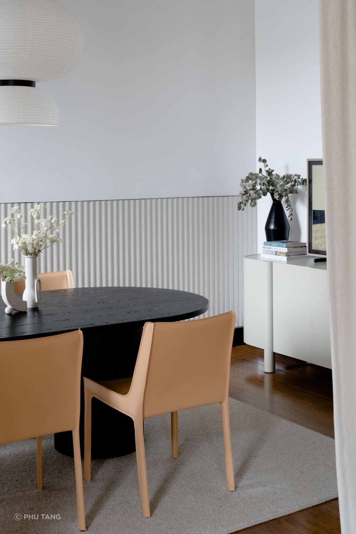 Carlo Dining Chairs, Benjamin Ripple Oval Dining Table and Artie Buffet
