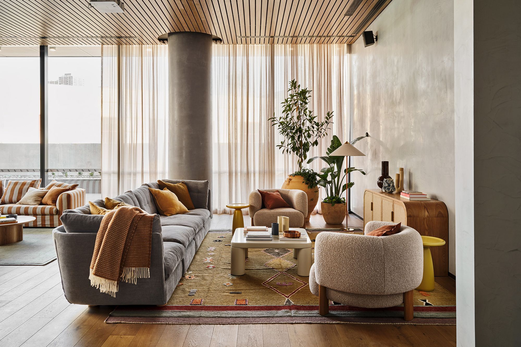 Pictured: Hugo Marla Modular Sofa (customised), Chloe Arc Buffet, Frankie Coffee Table, Rufus Ares Bowl