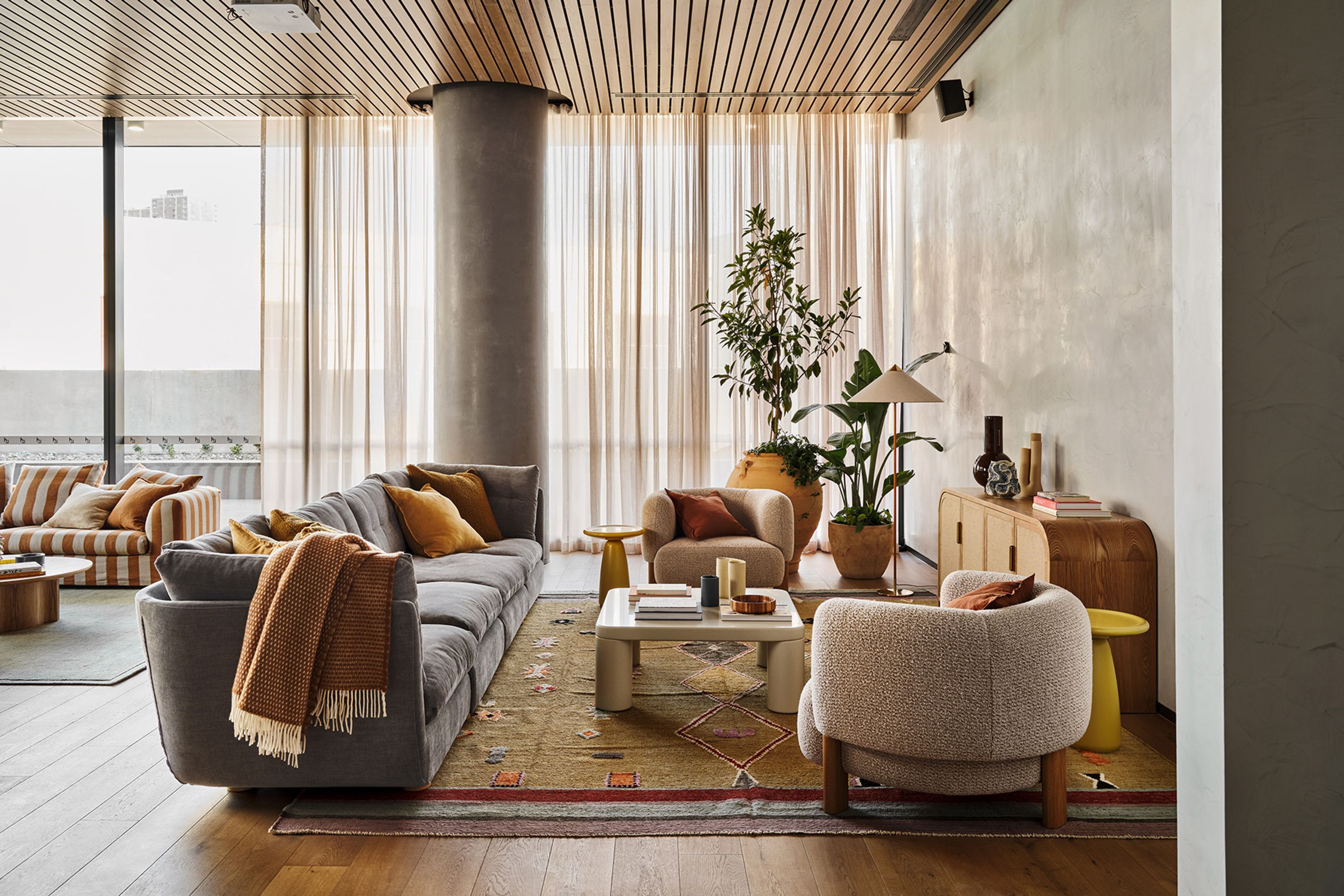 Pictured: Hugo Marla Modular Sofa (customised), Chloe Arc Buffet, Frankie Coffee Table, Rufus Ares Bowl