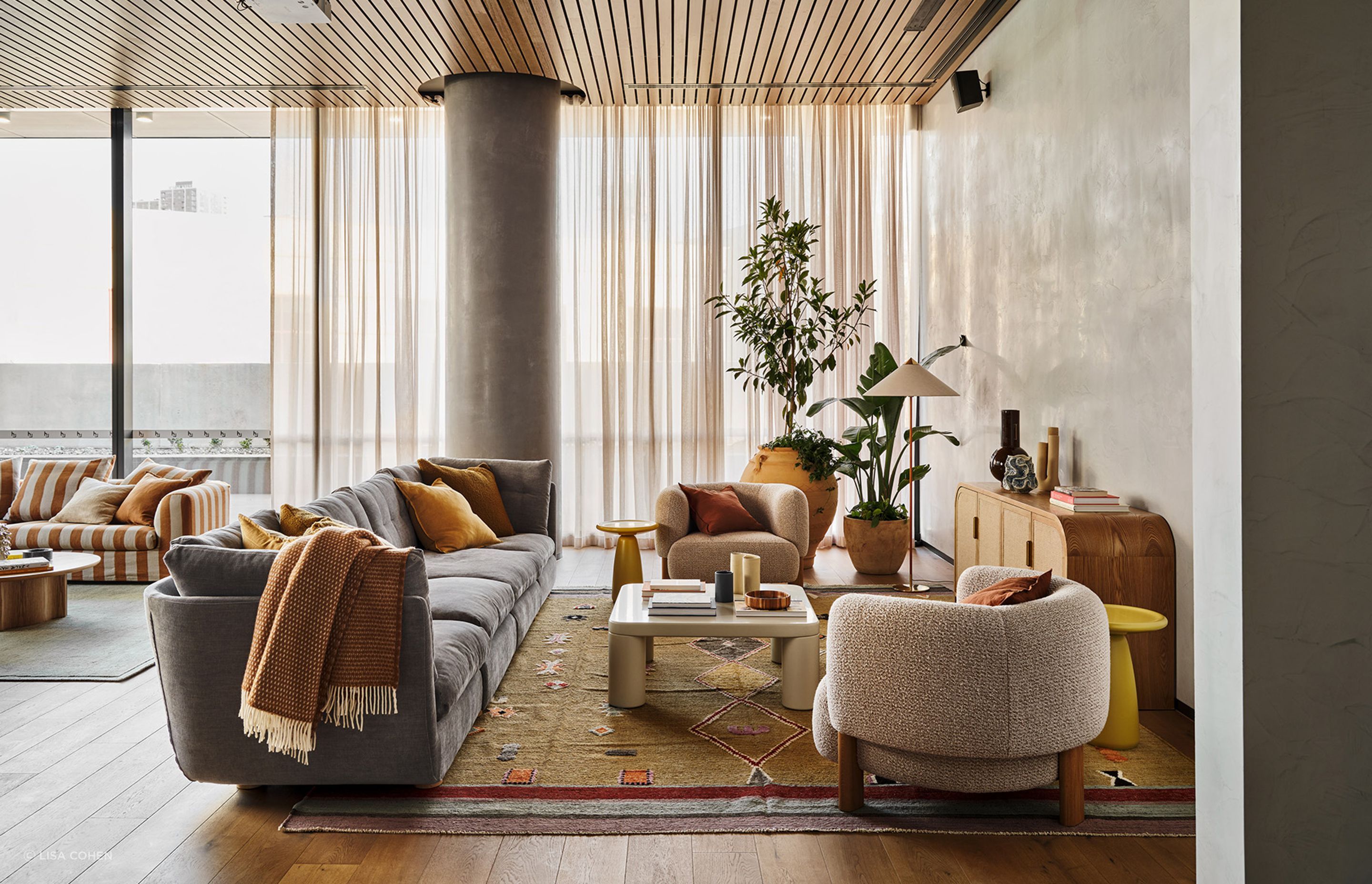 Pictured: Hugo Marla Modular Sofa (customised), Chloe Arc Buffet, Frankie Coffee Table, Rufus Ares Bowl