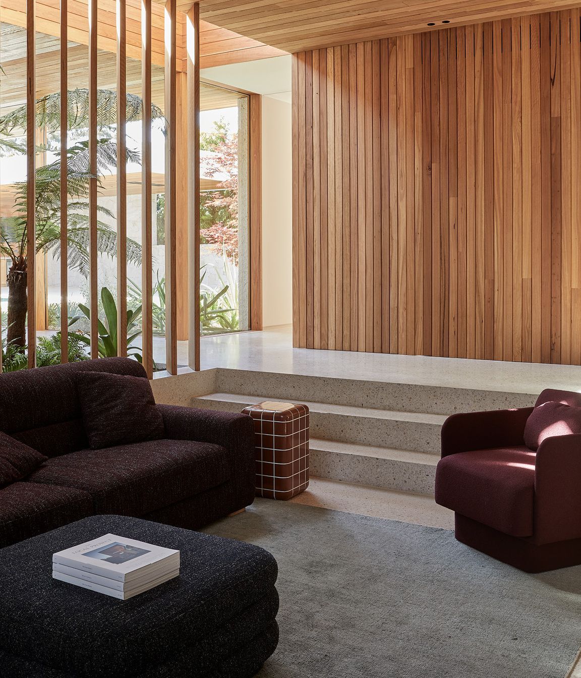Pictured: Bonnie Occasional chair, Seville Tile Table, Hugo Sebastian 3 Seater Sofa, Kennedy Ribbed Square Ottoman