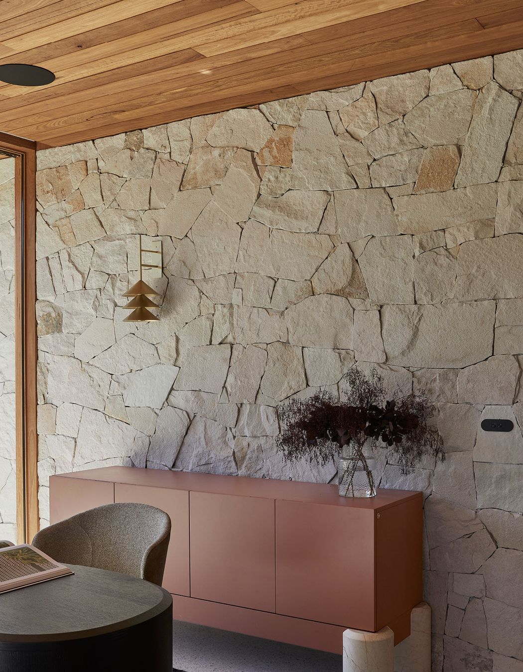 Pictured: Bower Criss Cross Rug, Theo Dining Chair, Oberon Curved Desk, Pablo Buffet