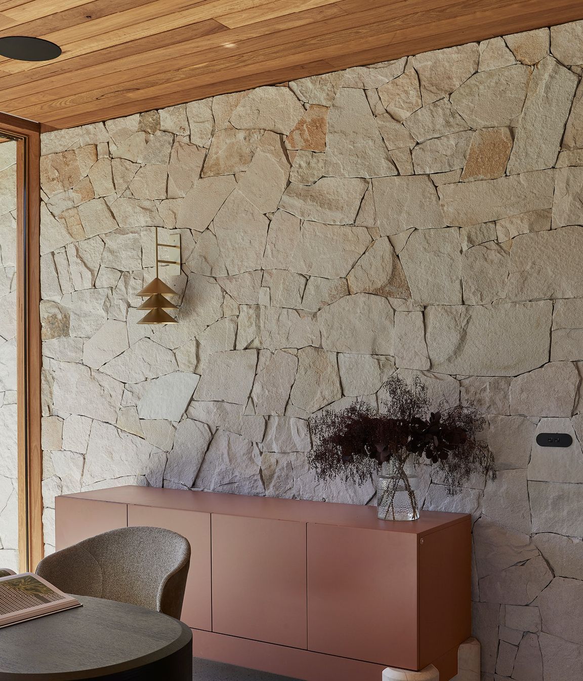 Pictured: Bower Criss Cross Rug, Theo Dining Chair, Oberon Curved Desk, Pablo Buffet