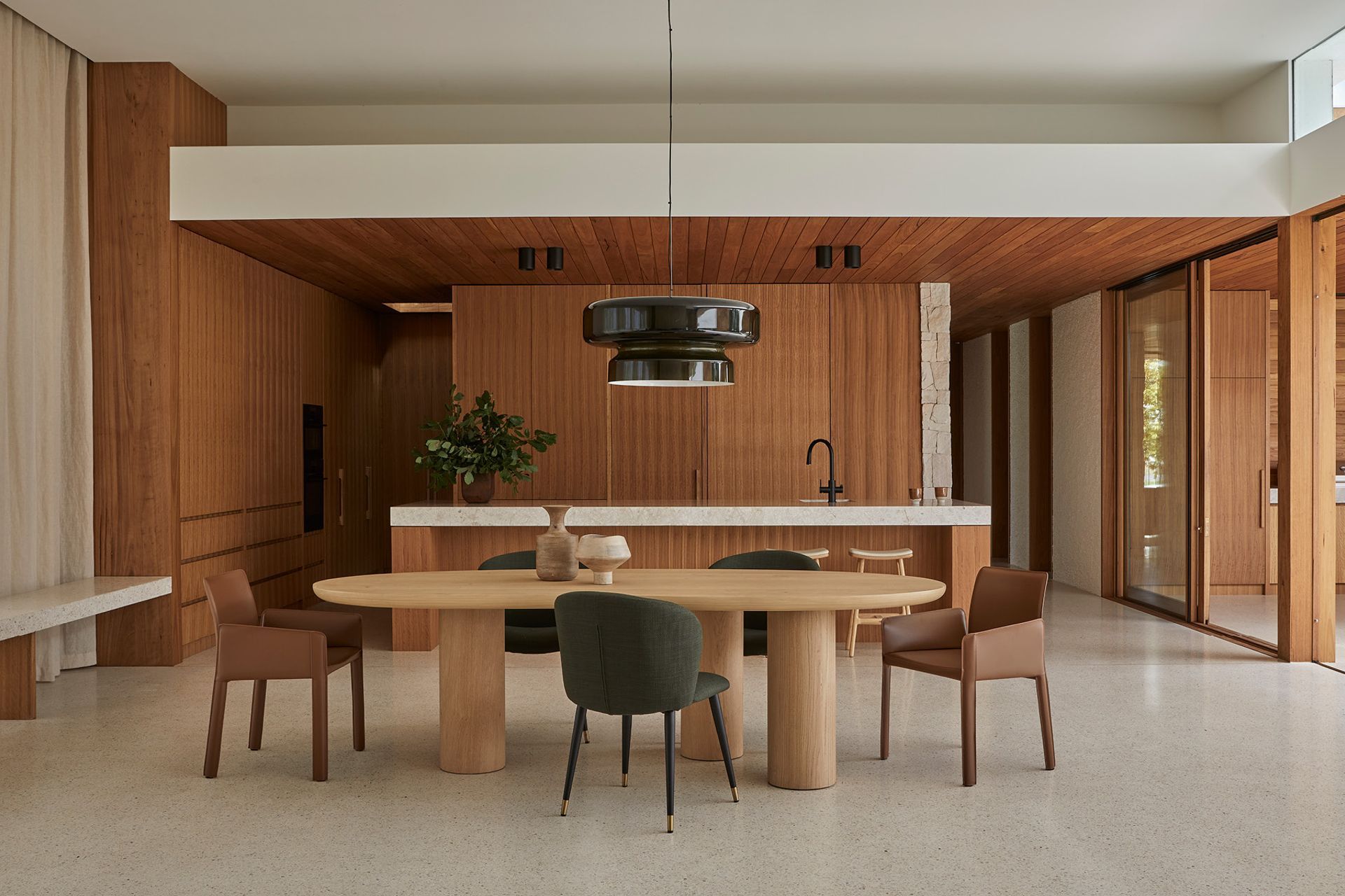 Pictured: Seb Curve Dining Table, Sara Dining Chair, Lachlan Dining Chair