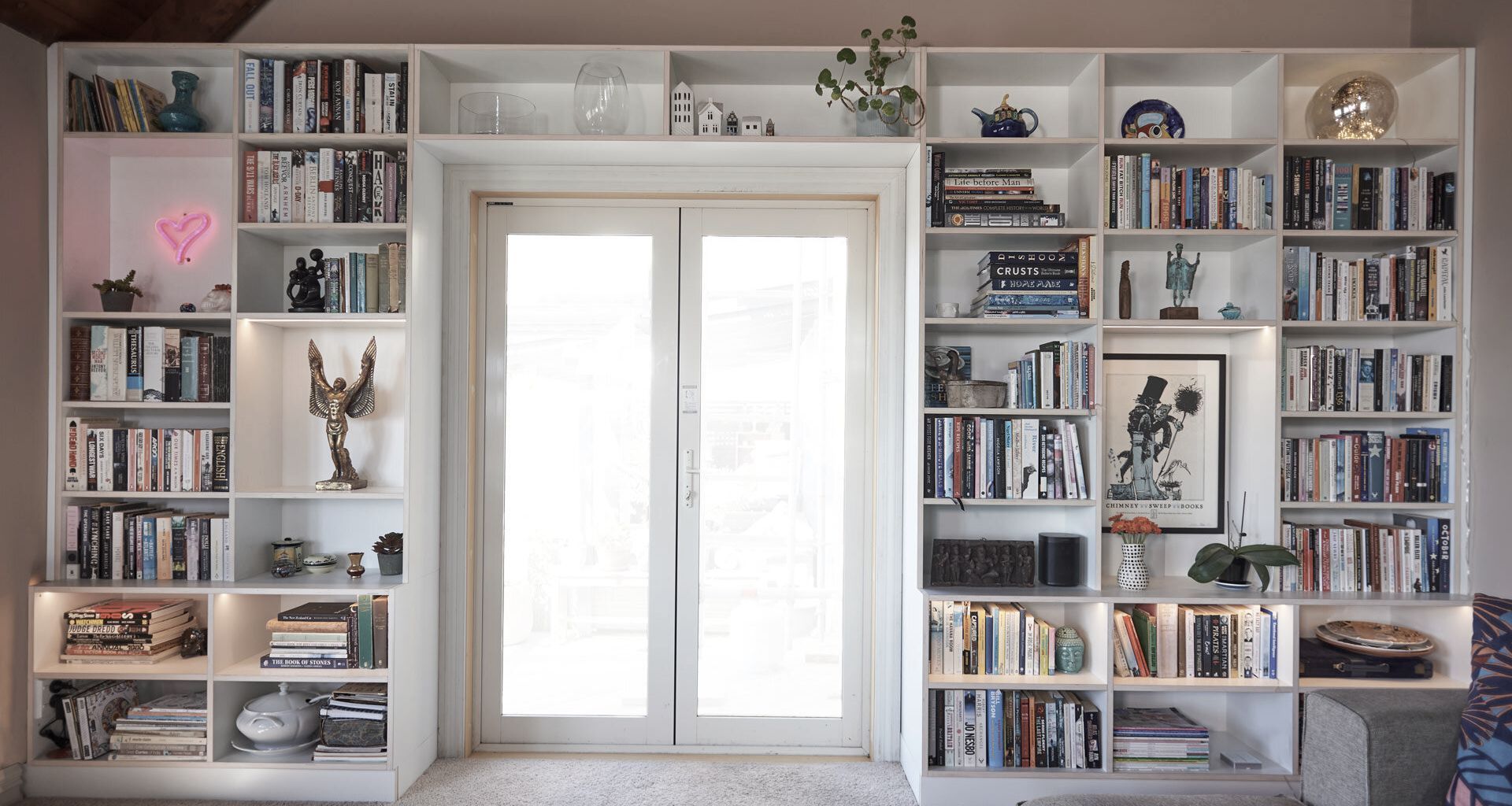 Bookcase in Wellington with integrated LED lighting banner