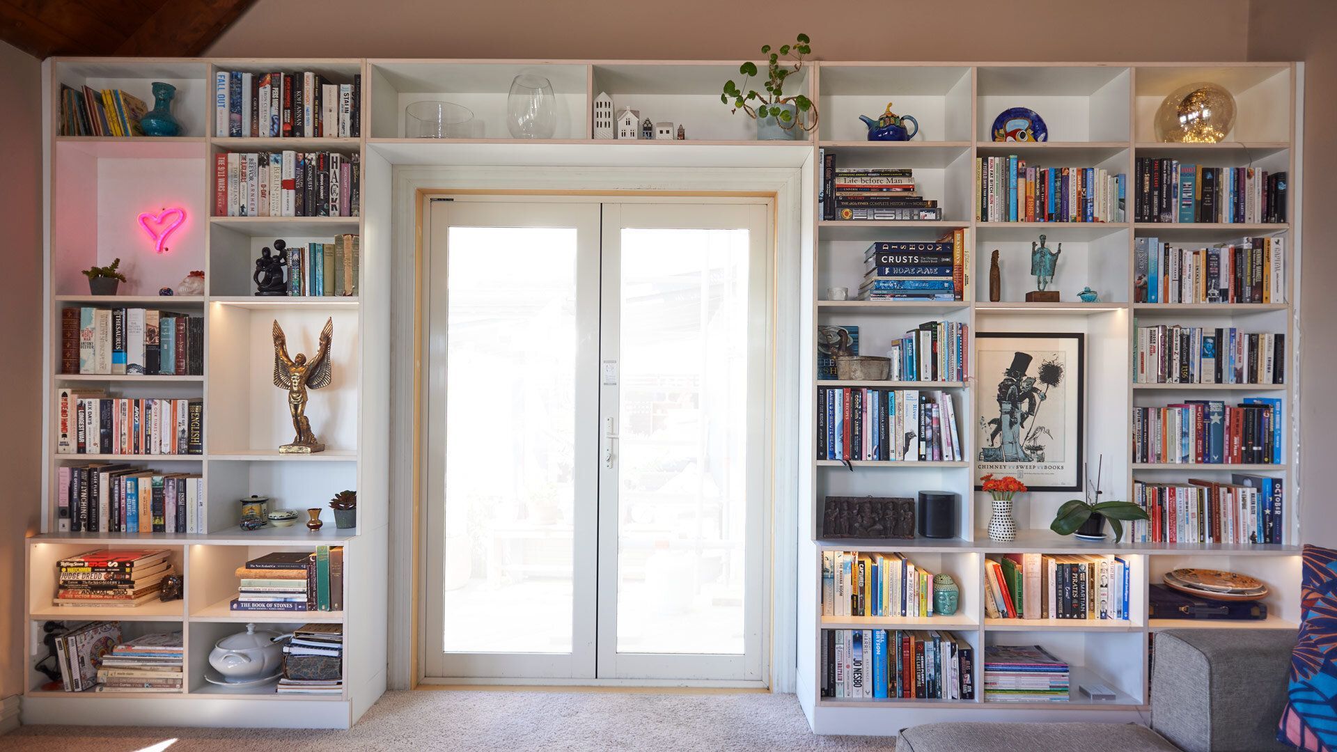 Bookcase in Wellington with integrated LED lighting banner