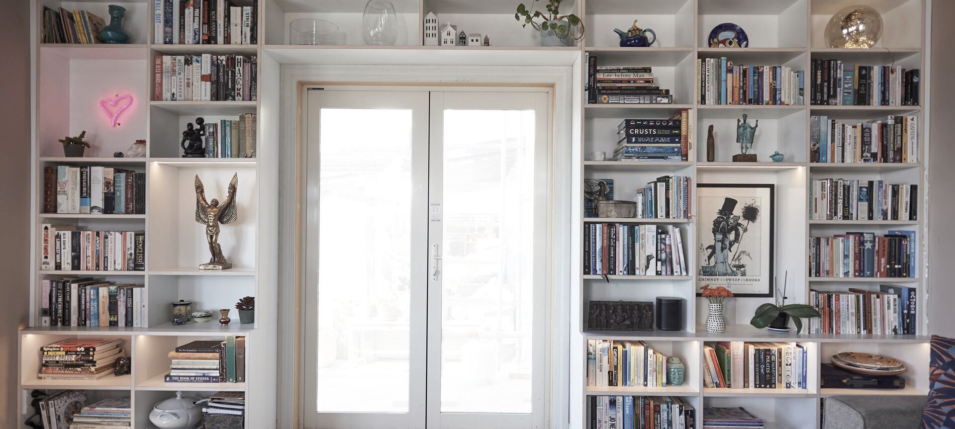 Bookcase in Wellington with integrated LED lighting banner