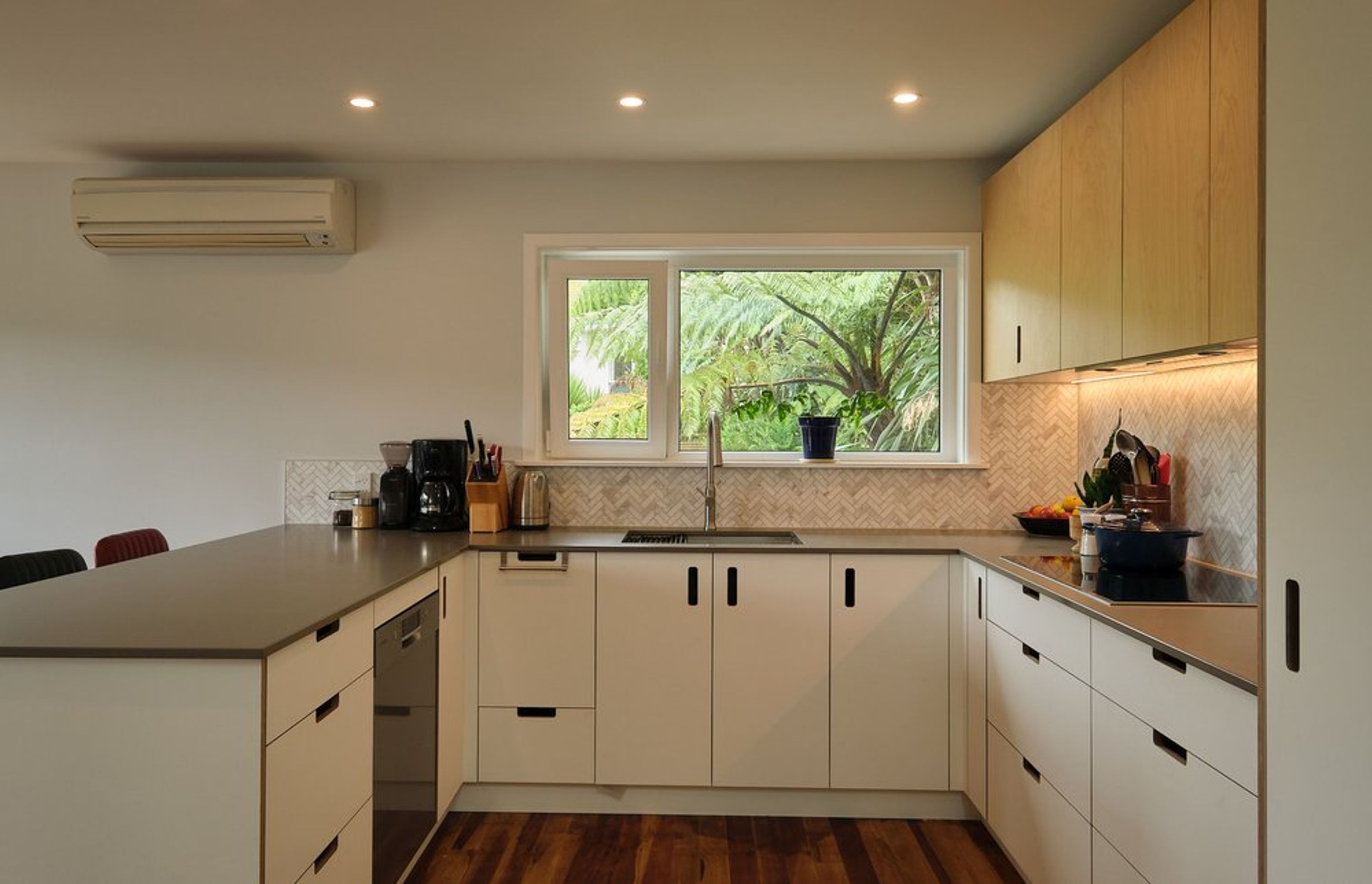 White and birch kitchen in Wilton