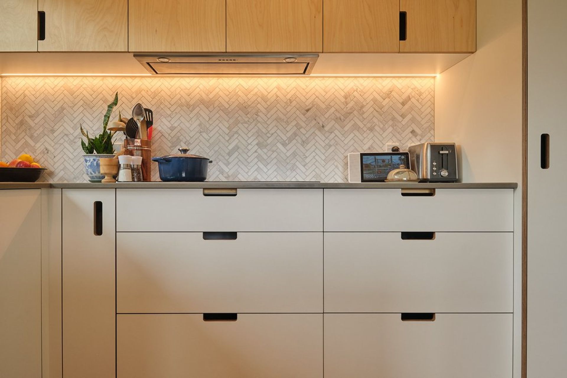 White and birch kitchen in Wilton