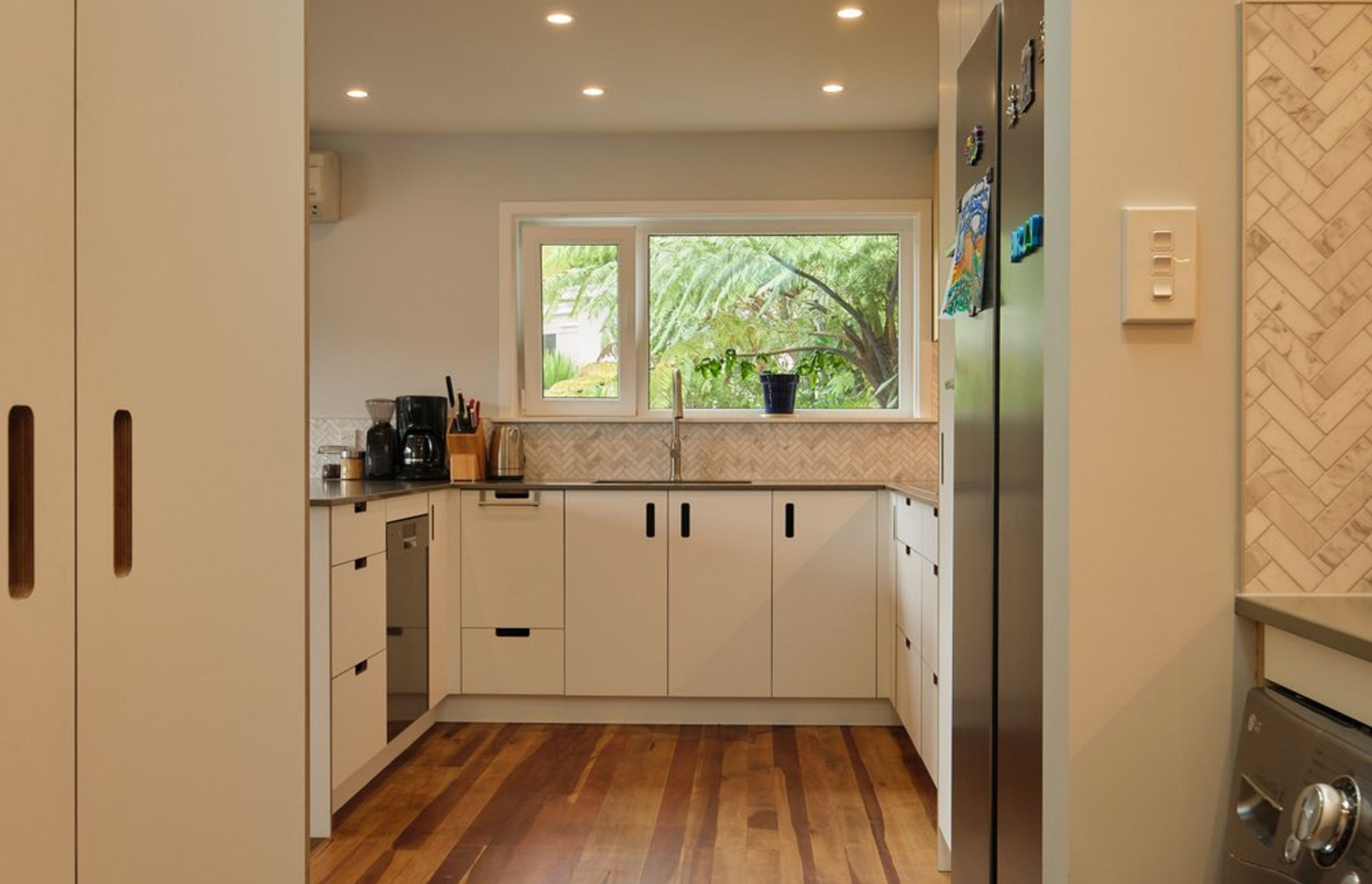 White and birch kitchen in Wilton