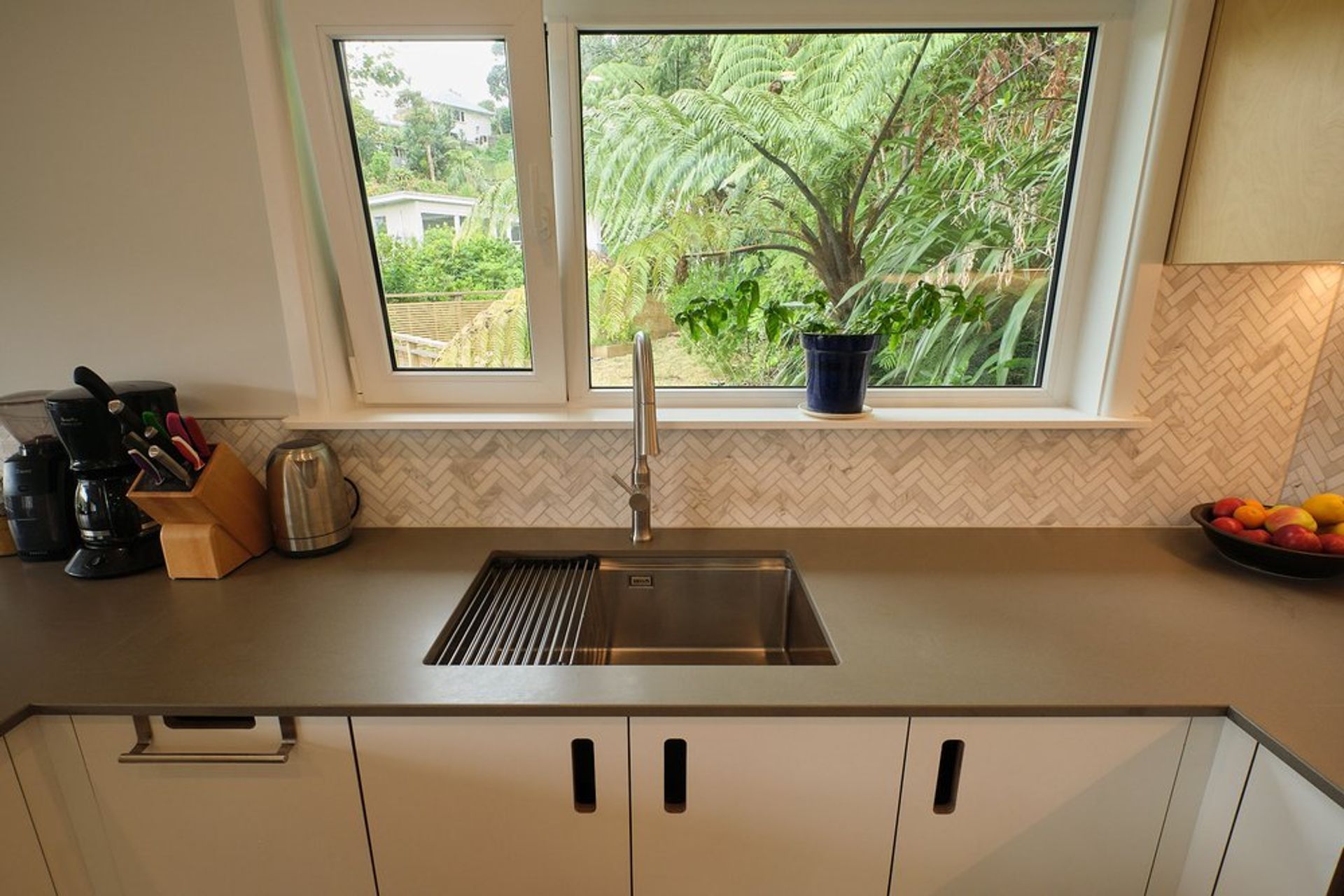 White and birch kitchen in Wilton