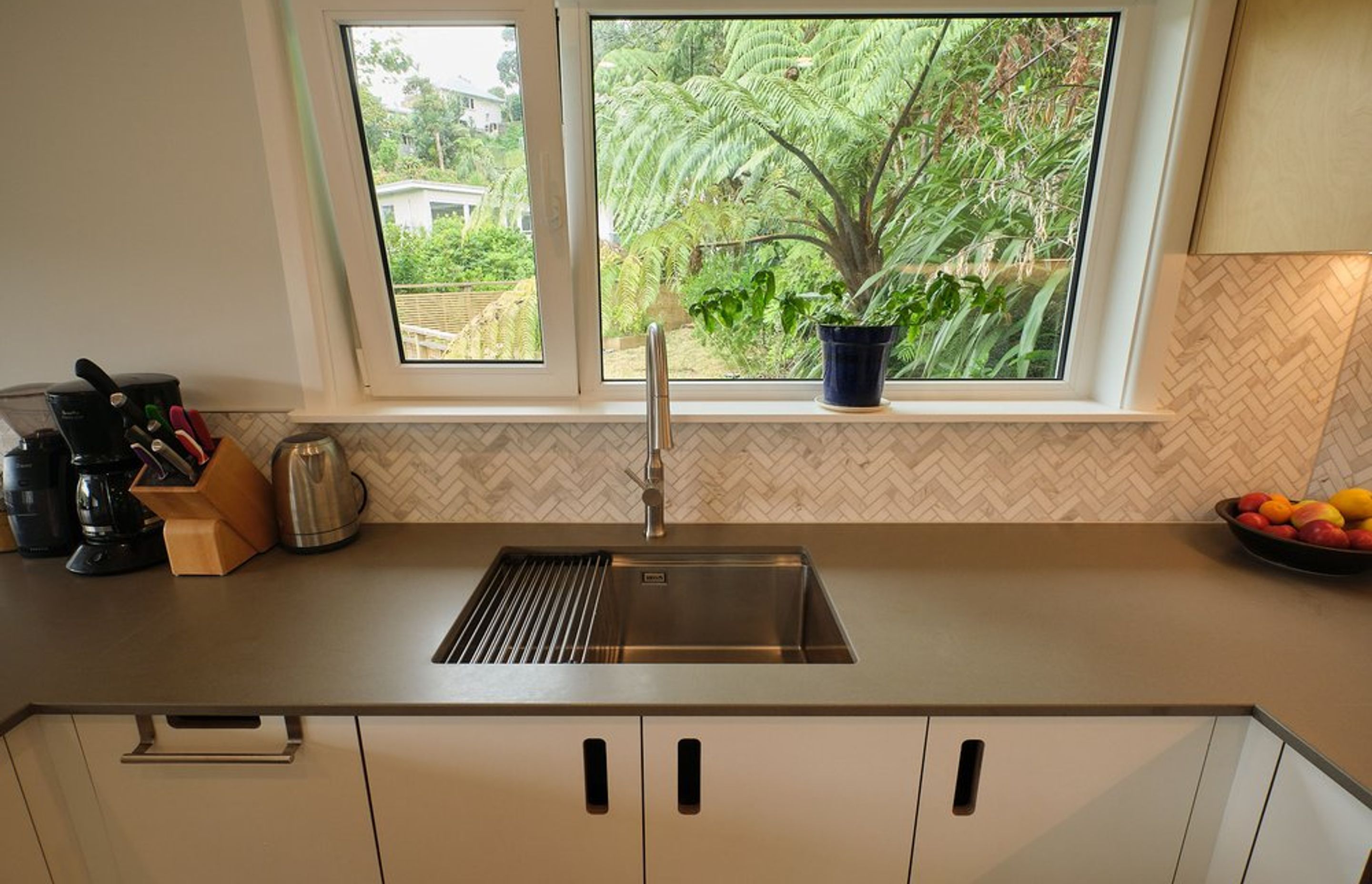 White and birch kitchen in Wilton