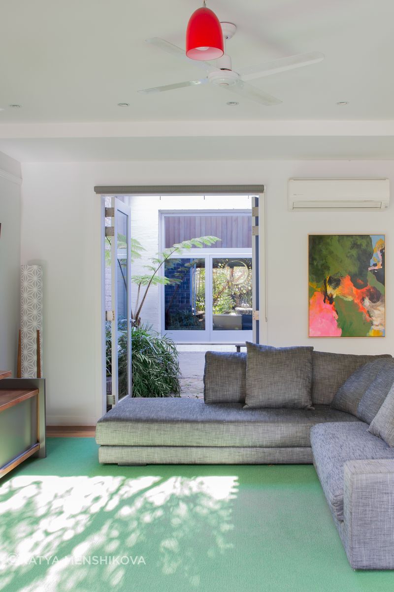 Living room, view to courtyard lightwell