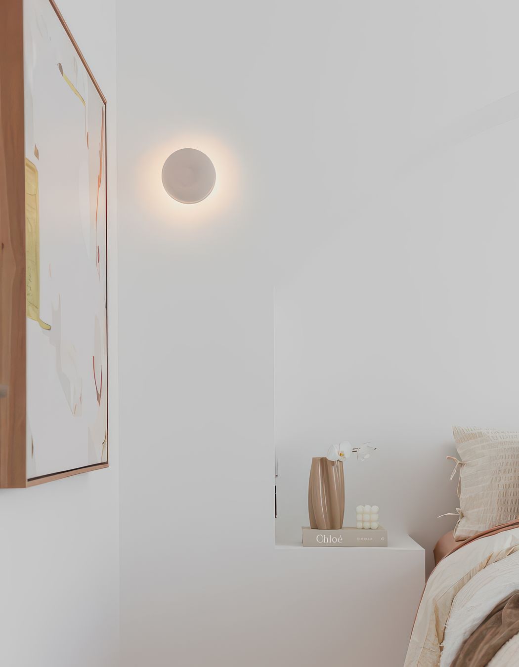Wall Sconce: Studio Enti Small Eclipse Sconce in Dusty Pink