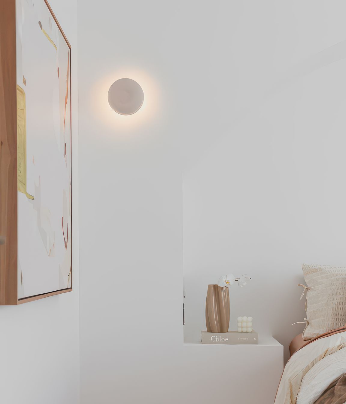 Wall Sconce: Studio Enti Small Eclipse Sconce in Dusty Pink