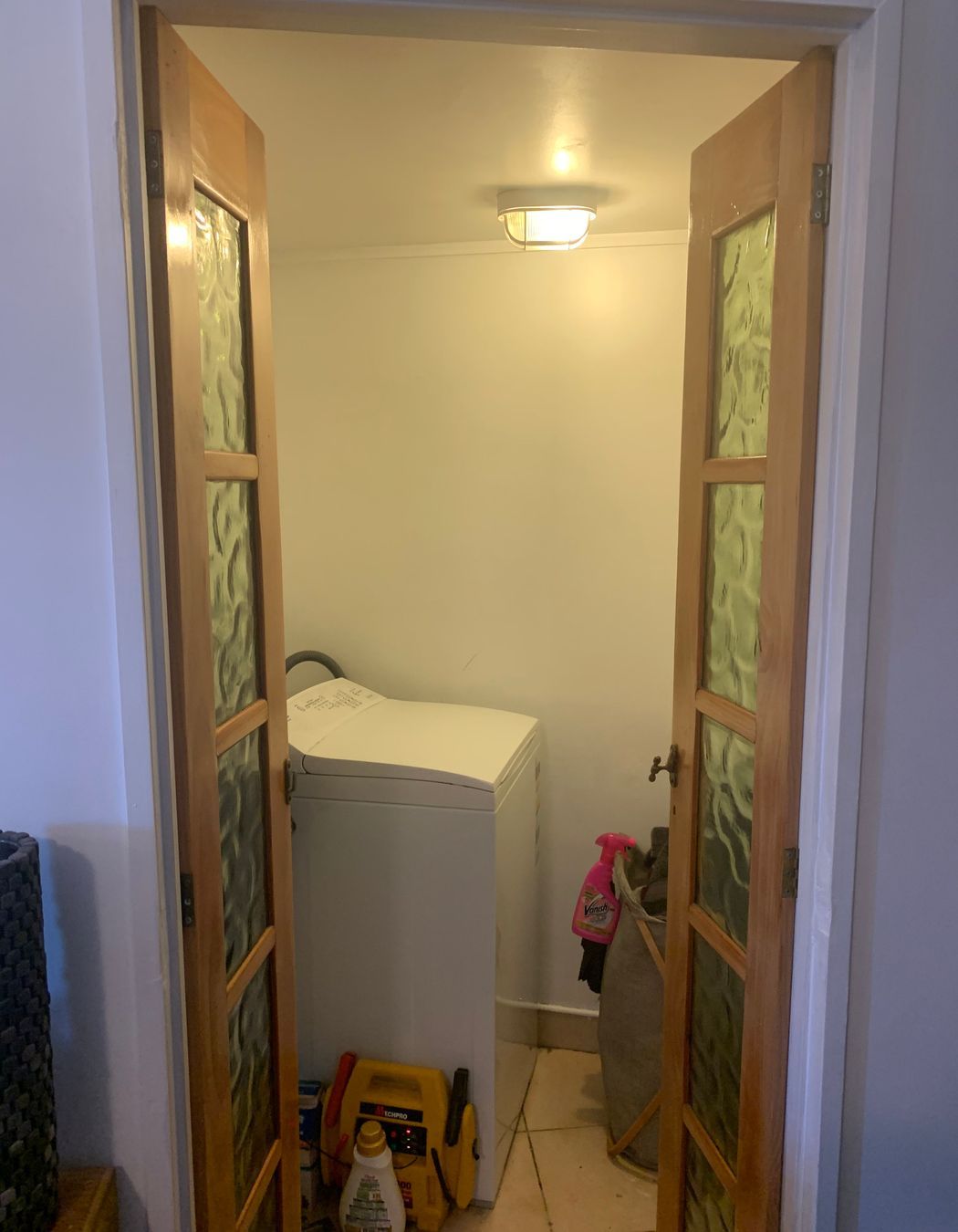 The old, cramped laundry lacked efficiency—excited for a functional and spacious upgrade!