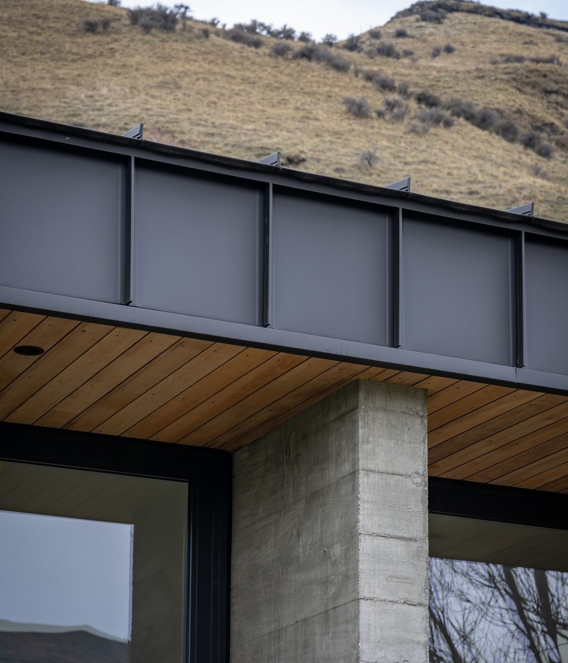 The clean minimalist form complements the richness of the cedar cladding and soffits