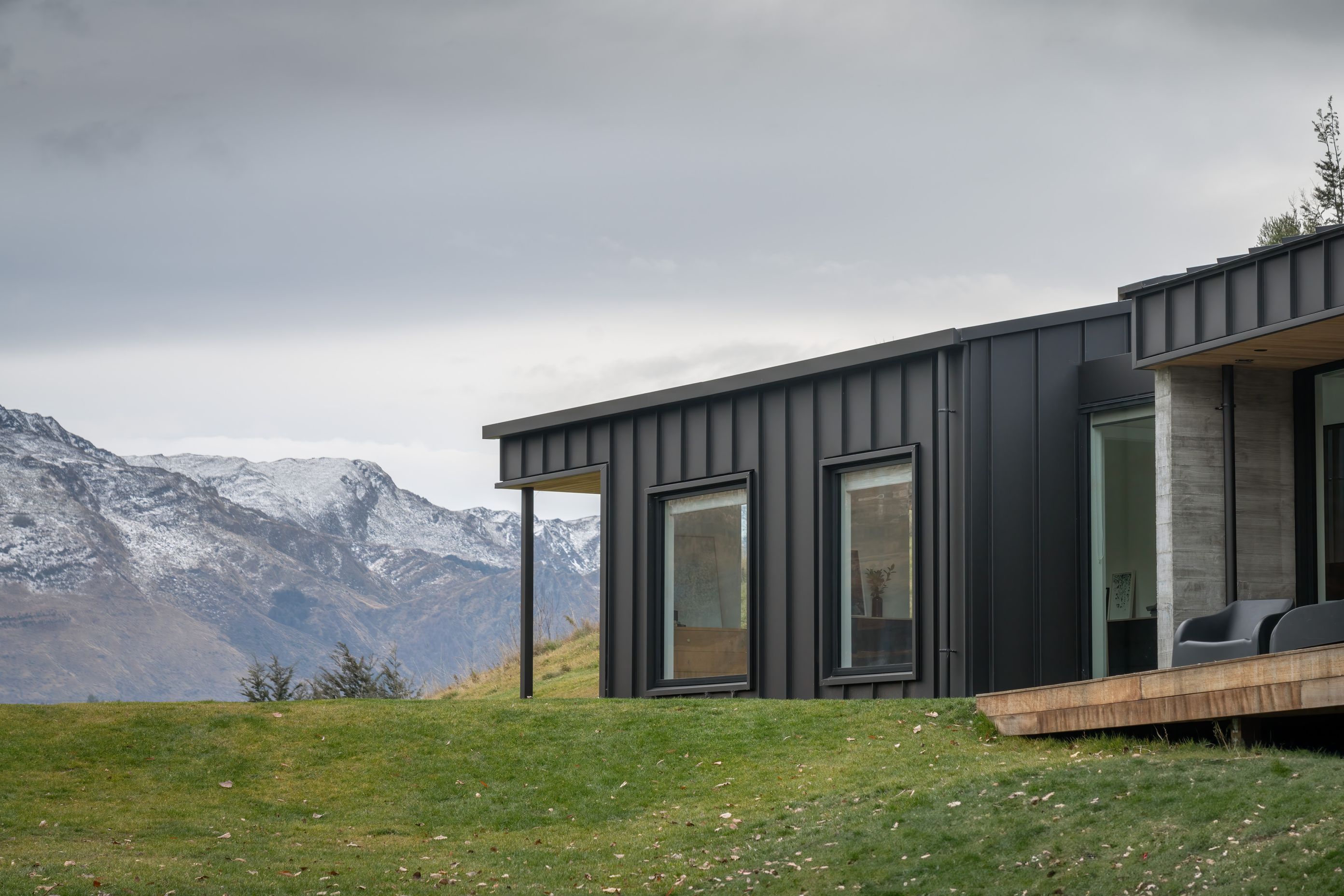 The master bedroom has expansive views towards Coronet Peak
