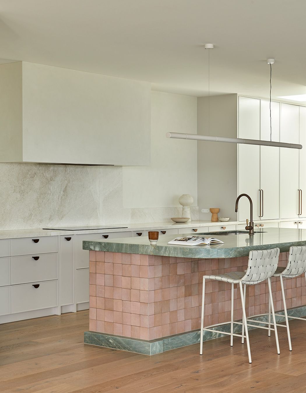 Pictured: Everly Barstool, Hanson Spire Vessel, Hanson Eden Set of 3 Bowls, Rufus Column Goblet Bowl