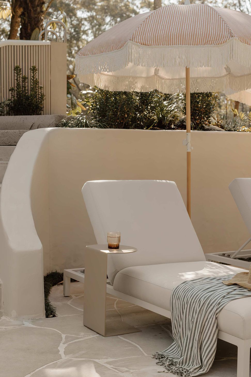 Aruba Rounded Sunbed and Aruba Flip Side Table
