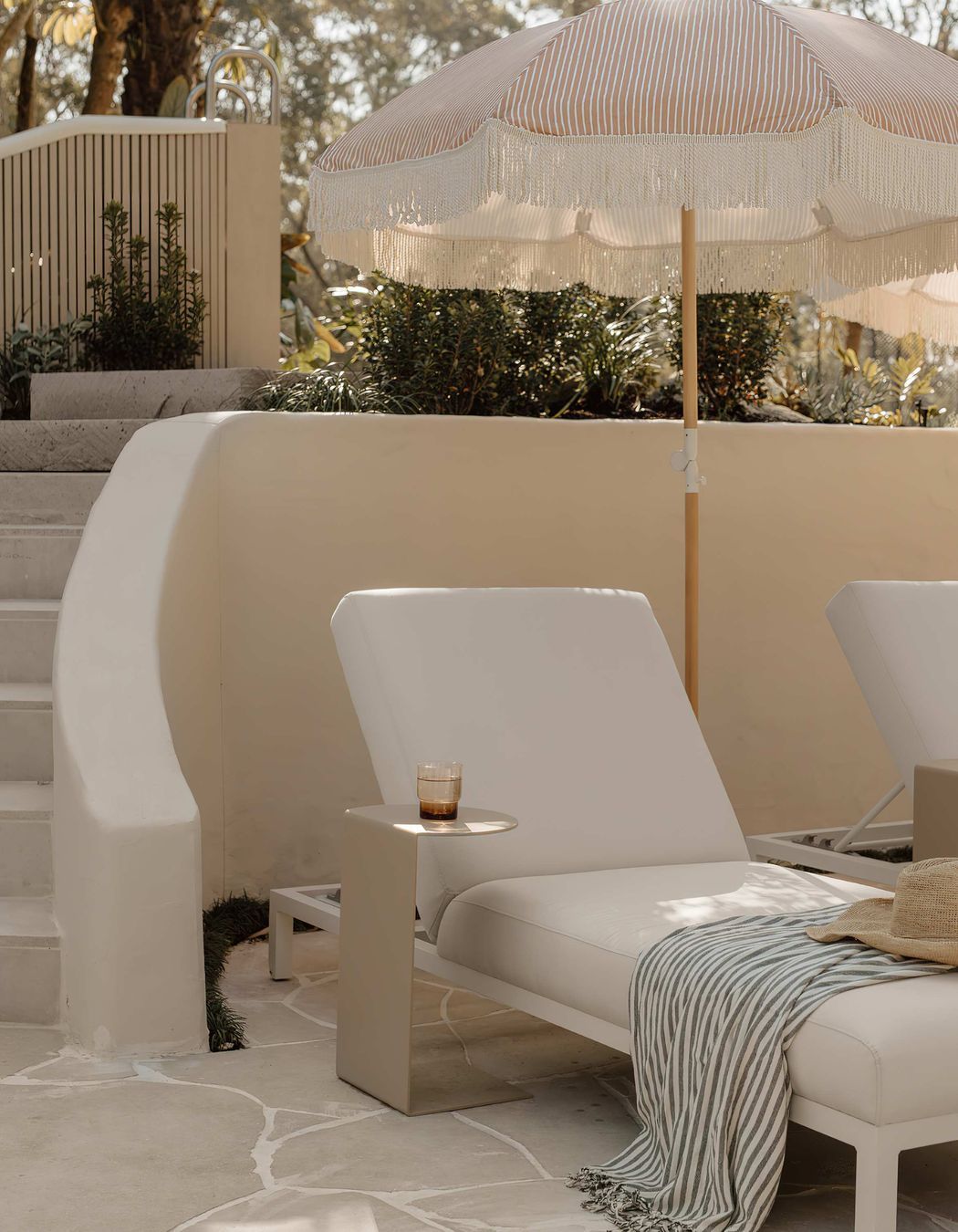 Aruba Rounded Sunbed and Aruba Flip Side Table