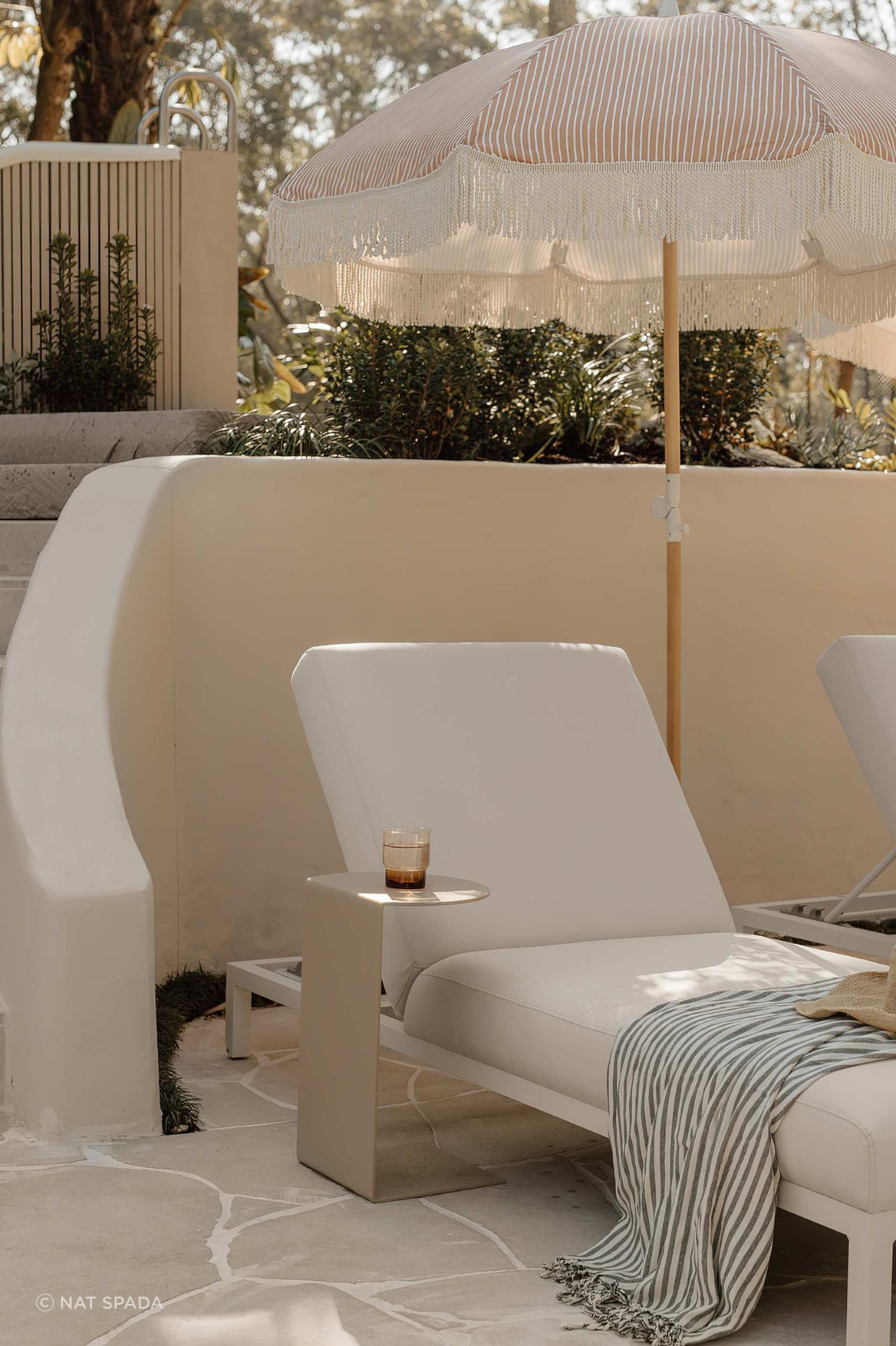 Aruba Rounded Sunbed and Aruba Flip Side Table