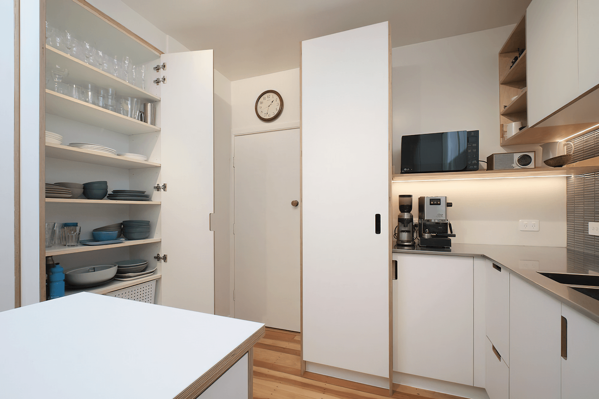 Full overlay kitchen & laundry white + birch