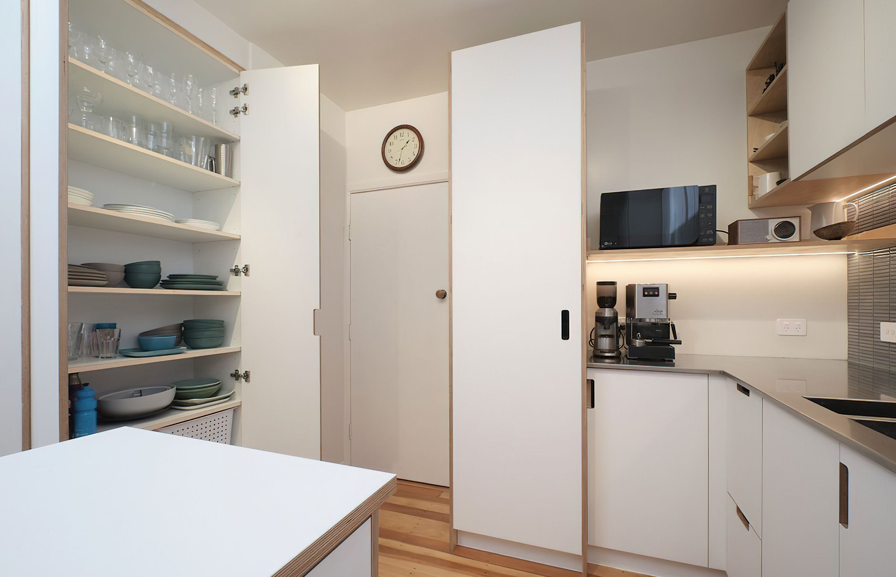 Full overlay kitchen & laundry white + birch