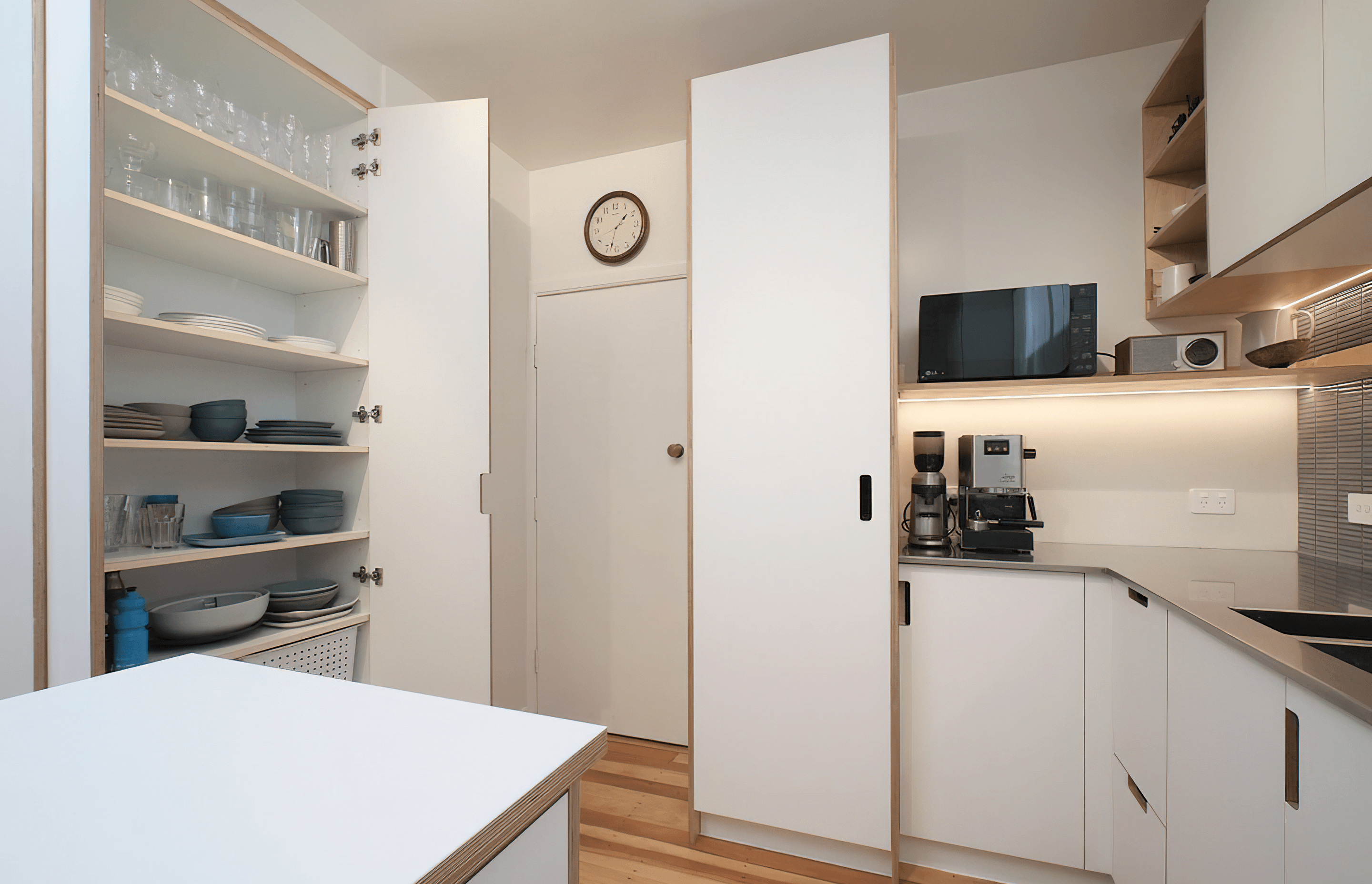 Full overlay kitchen &amp; laundry white + birch