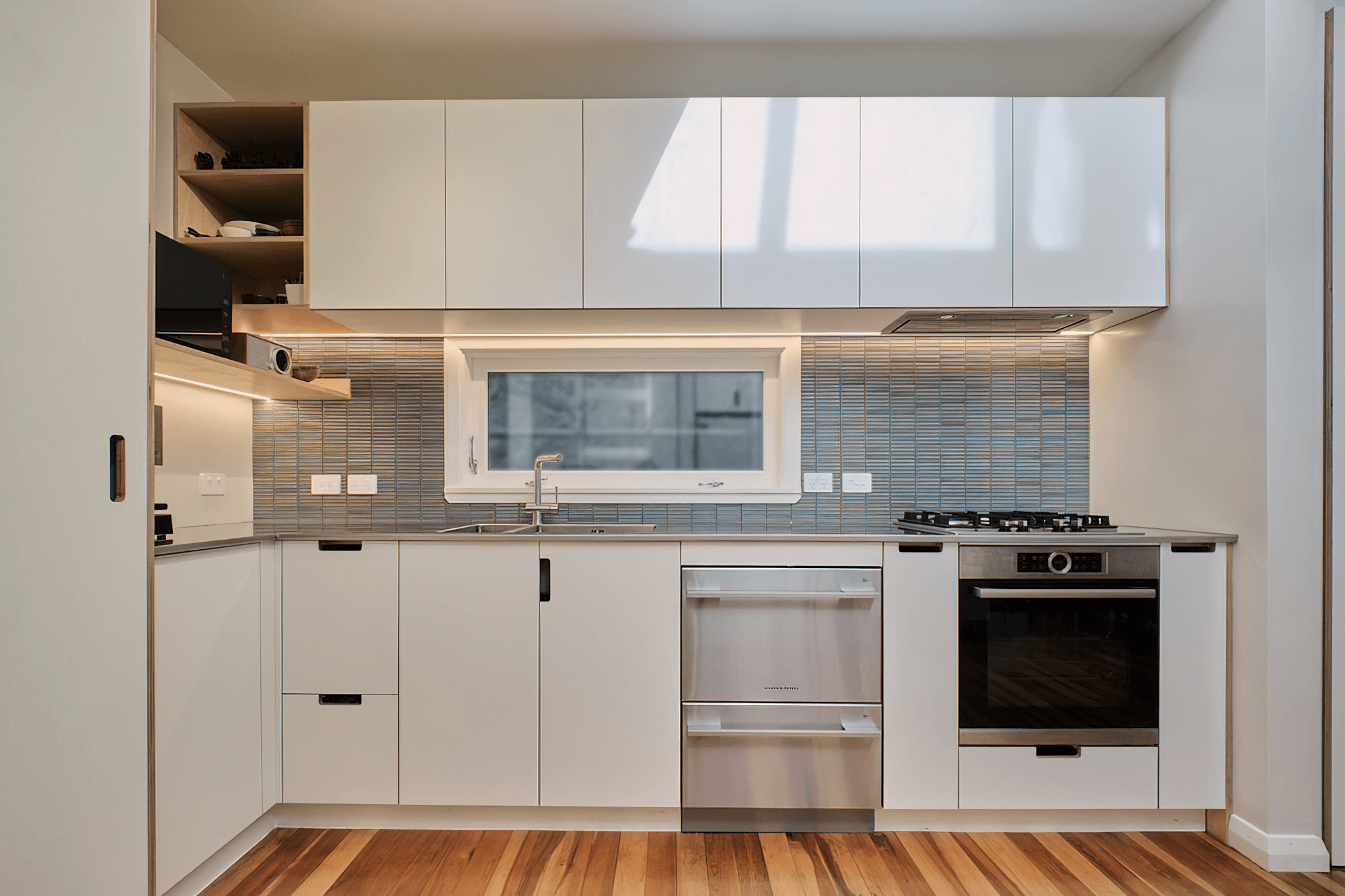 Full overlay kitchen & laundry white + birch