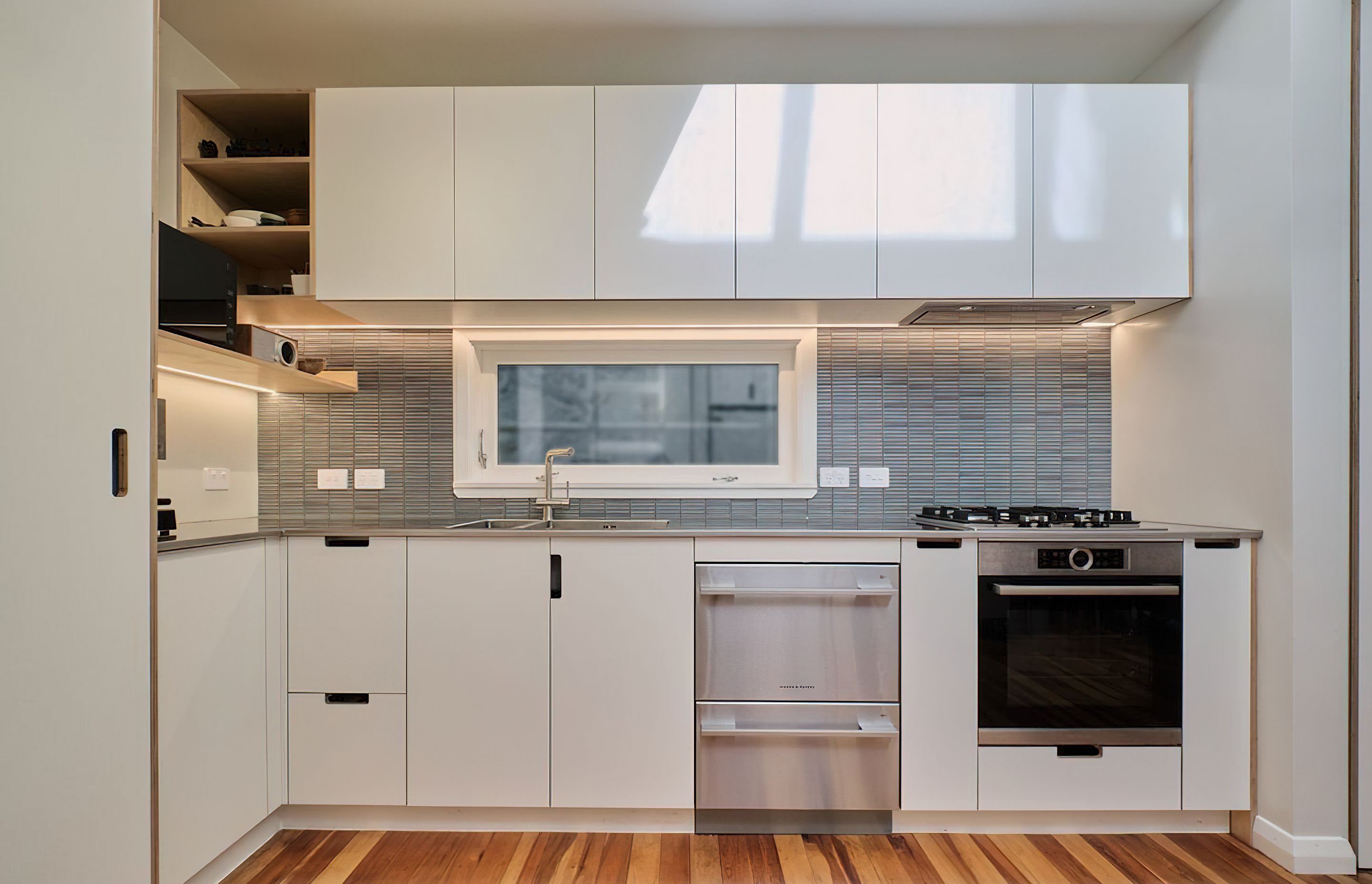 Full overlay kitchen & laundry white + birch