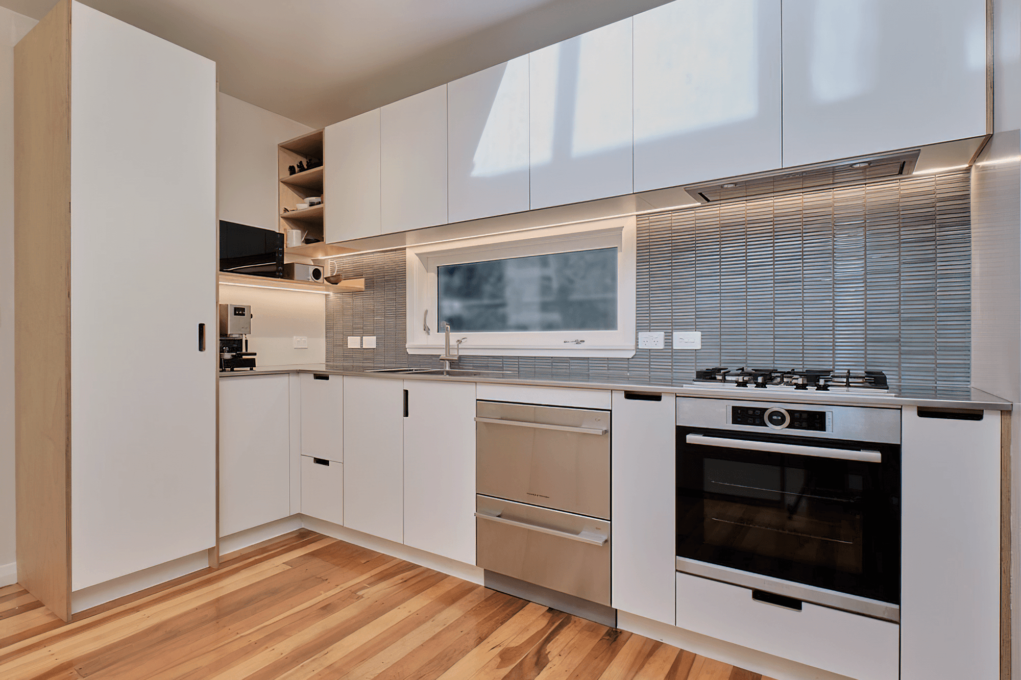 Full overlay kitchen & laundry white + birch