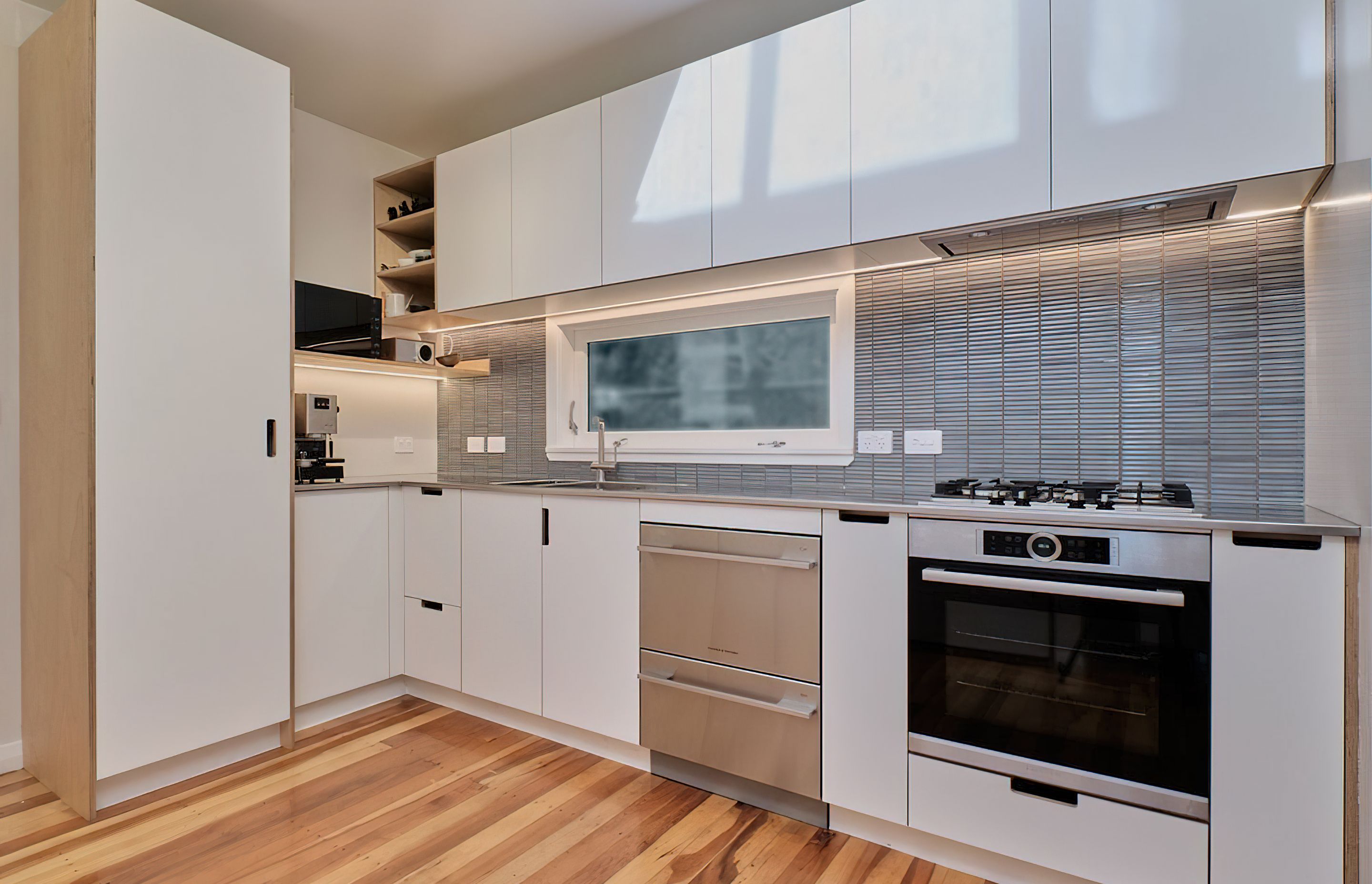 Full overlay kitchen & laundry white + birch
