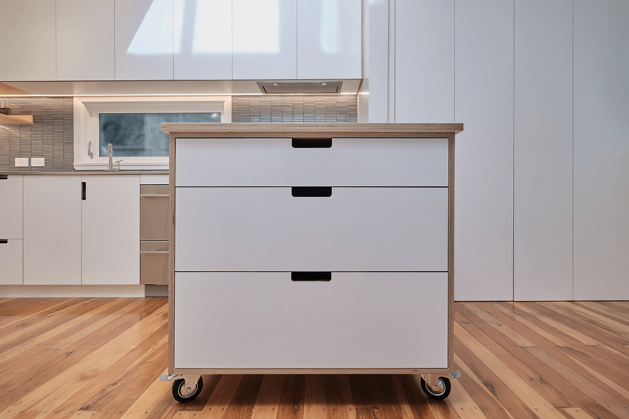 Full overlay kitchen & laundry white + birch