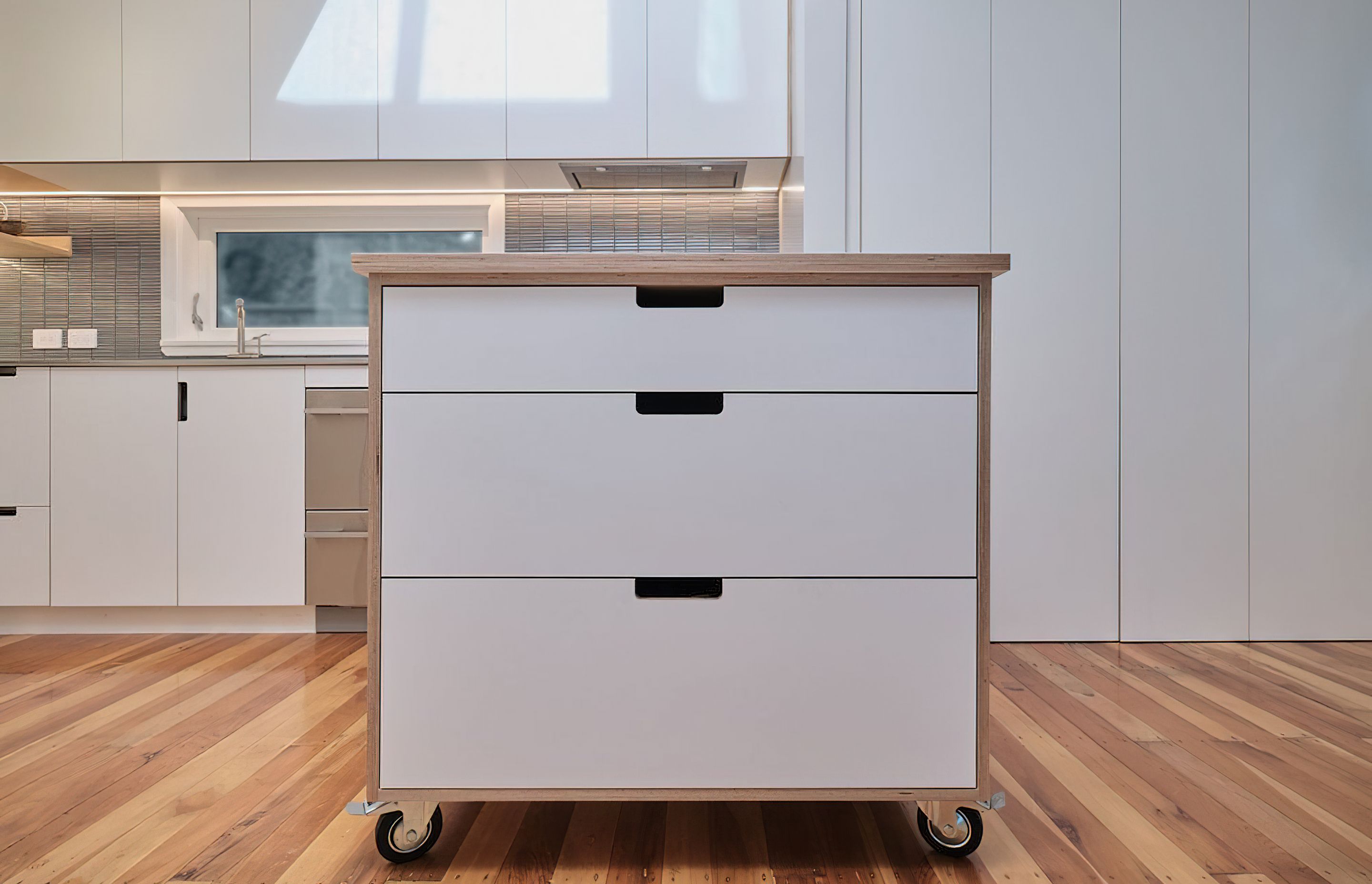 Full overlay kitchen & laundry white + birch