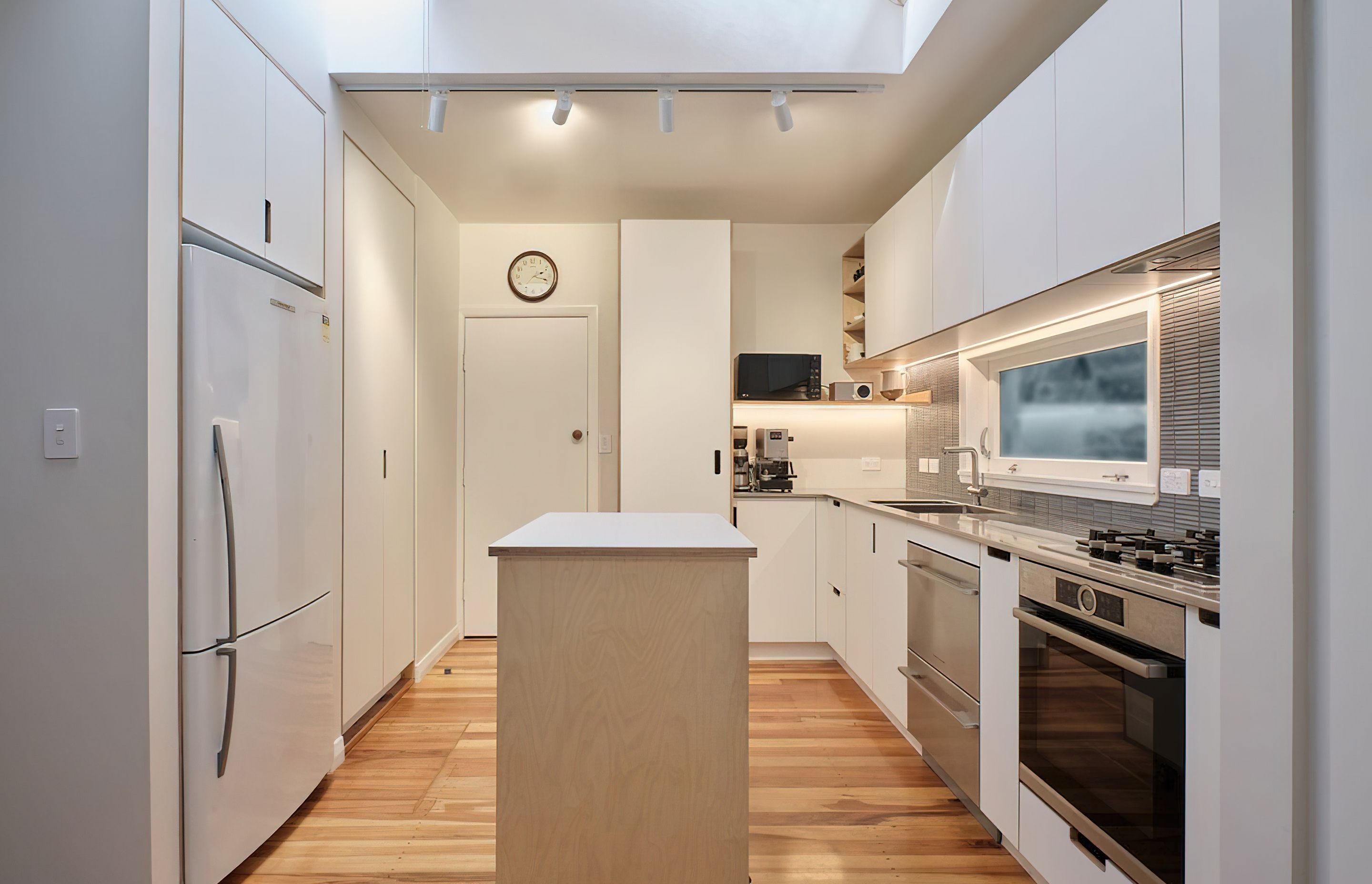 Full overlay kitchen & laundry white + birch
