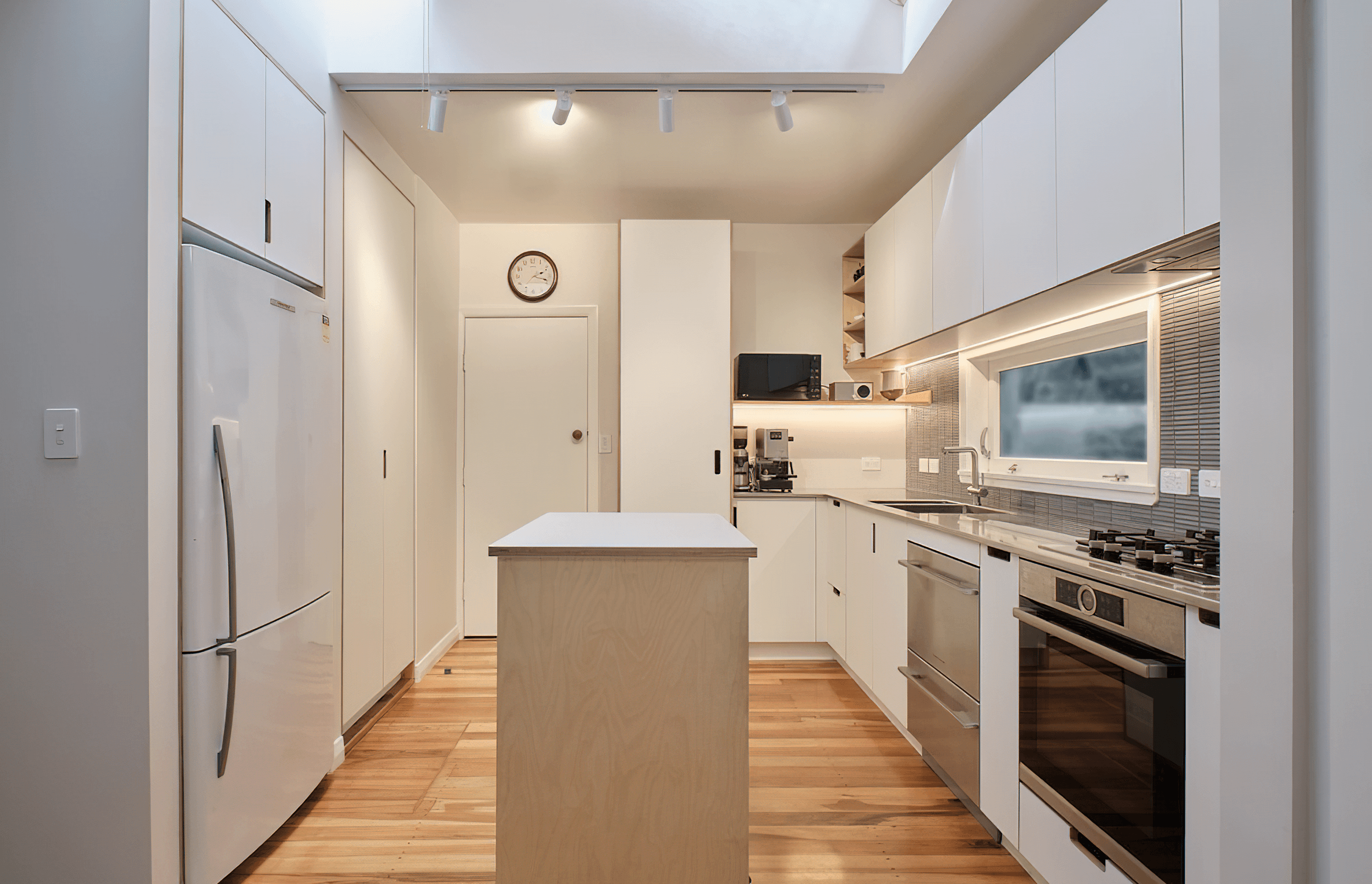 Full overlay kitchen &amp; laundry white + birch