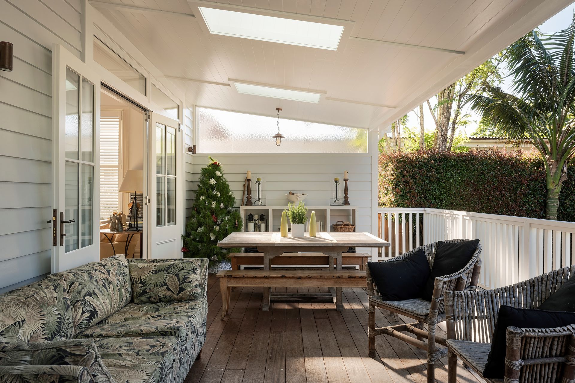 Deck - new joinery, ceiling with skylights, privacy wall