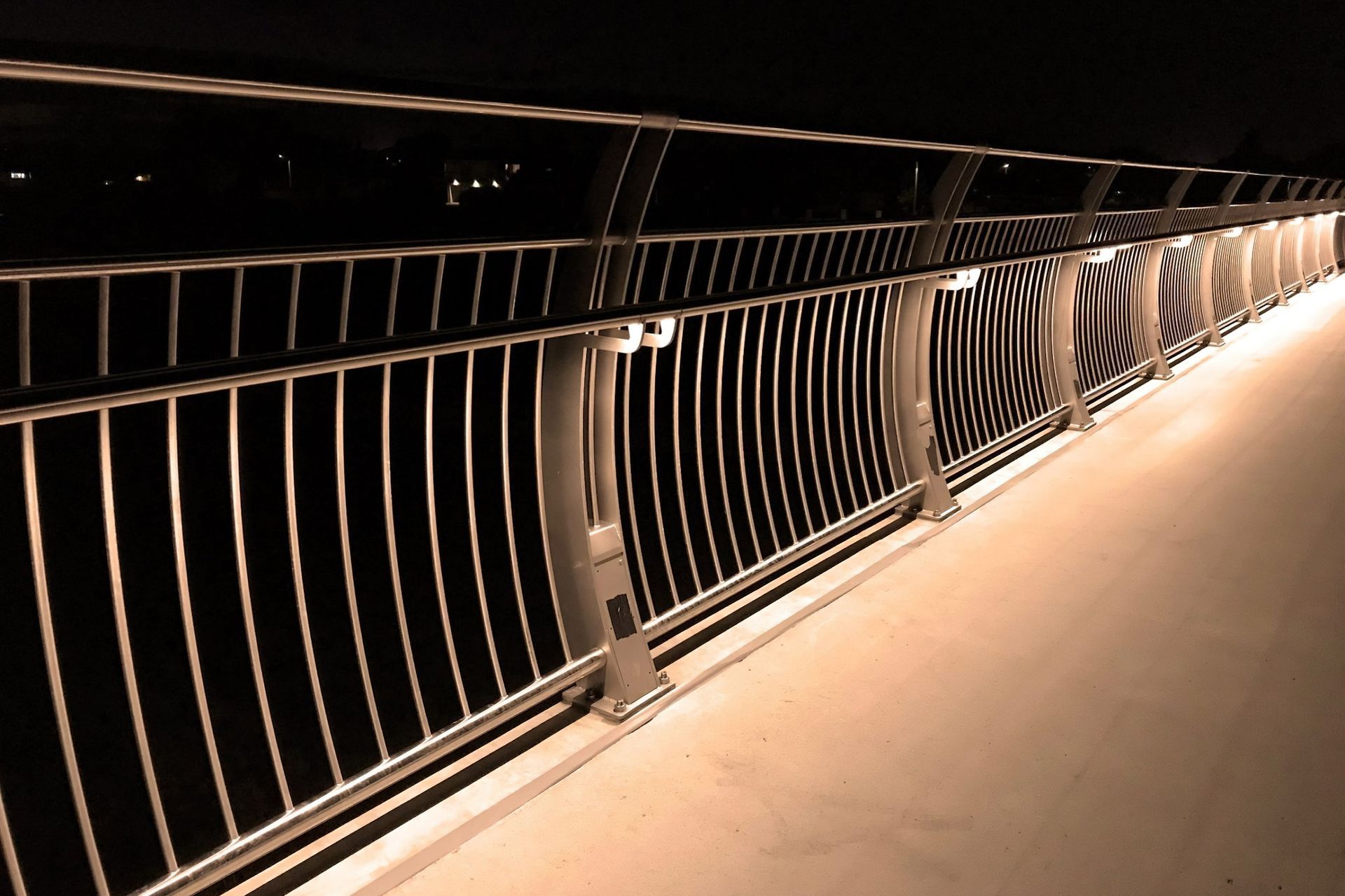 Each supporting post was approximately 2000mm apart and power was reticulated up every 5th post with drivers being located in enclosures on the underside of the bridge.