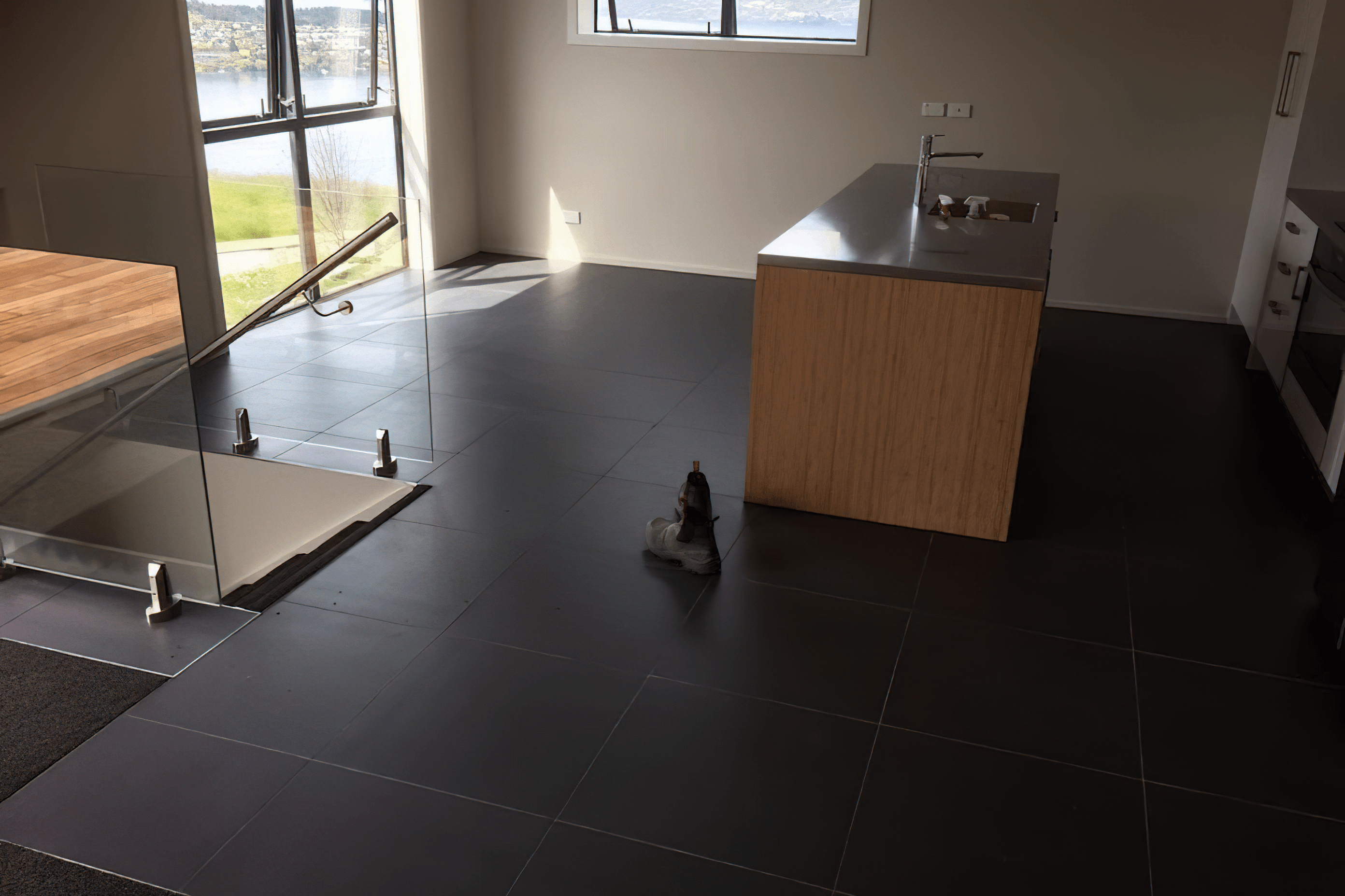 Kitchen black tiling
