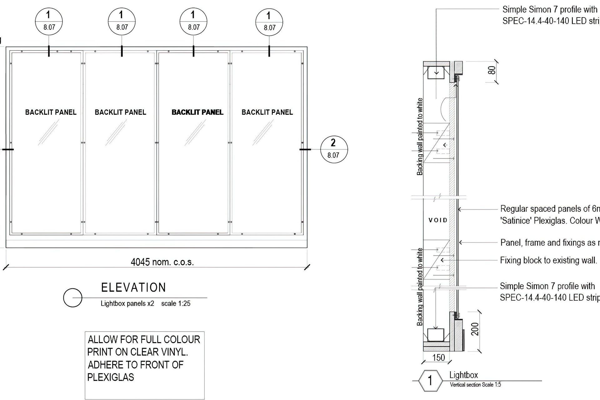 Our experience with lightboxes has told us that there are two key methods of lighting them using LED strip – back-lighting, which is done by running a series of LED strips in parallel at regular centres with light directed towards the diffuser. The second method, as used in this case study is achieved by lighting the perimeter of the light box with the light source orientated perpendicular to the diffuser.  This method floods the inside of the light box and relys, in part, on reflectance from the backing panel inside the box. For best results, the backing board should be white. Darker coloured back panels will create a brighter halo around the perimeter and a duller area towards the centre.  Perimeter lighting works well with small or narrow light boxes such as the ones at NZDF.