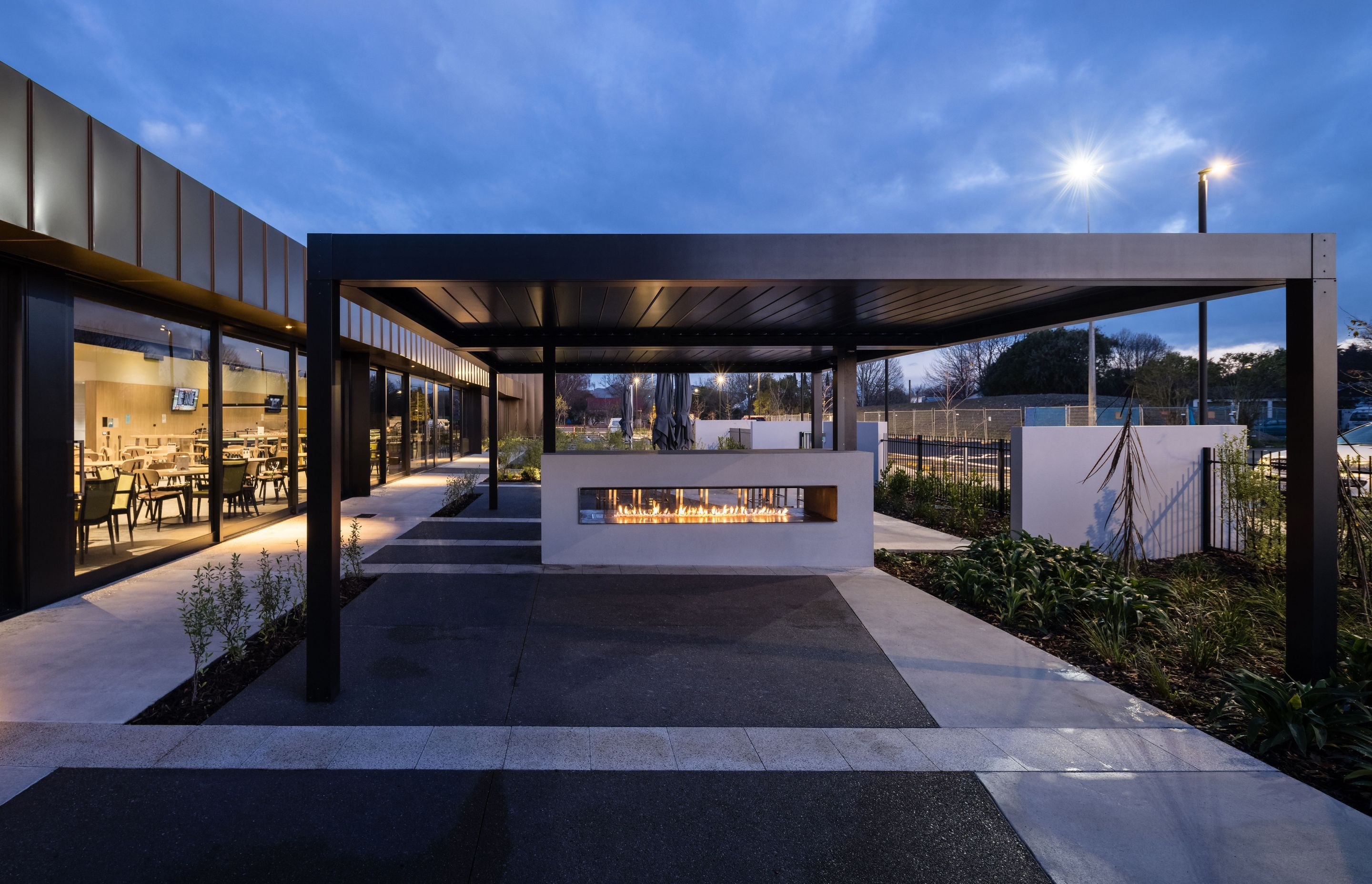 The terrace is large enough and equally functional to host a variety of gatherings in line with the club's brief for adaptable spaces. Photography by Clinton Lloyd.