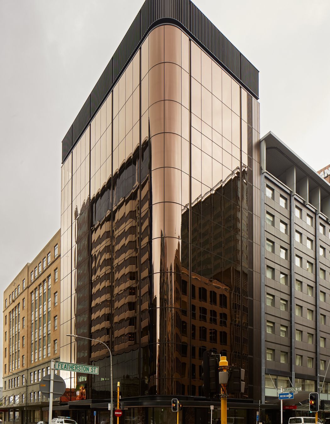 The 1960s building in Wellington has been extensively refurbished. “It was called The Leaders Building,” says Marc Woodbury of Studio Pacific Architecture. “I think it was originally built for an insurance company.” Now owned by RJH, its new name, Brandon House, refers to its location on the corner of Featherston and Brandon Streets.