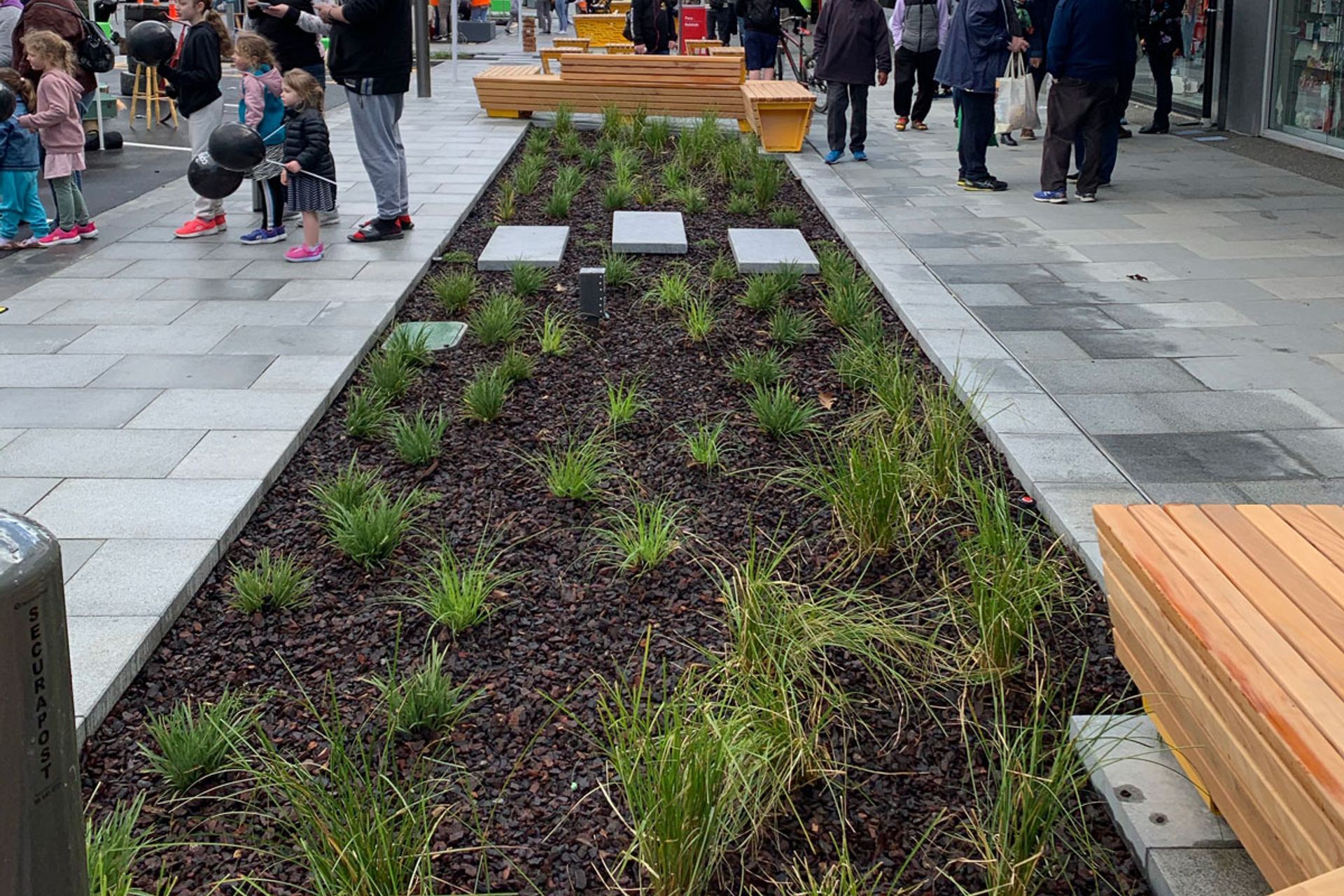 Palmerston Square CBD upgrade with Horizon International Basalt stone pavers and Granite