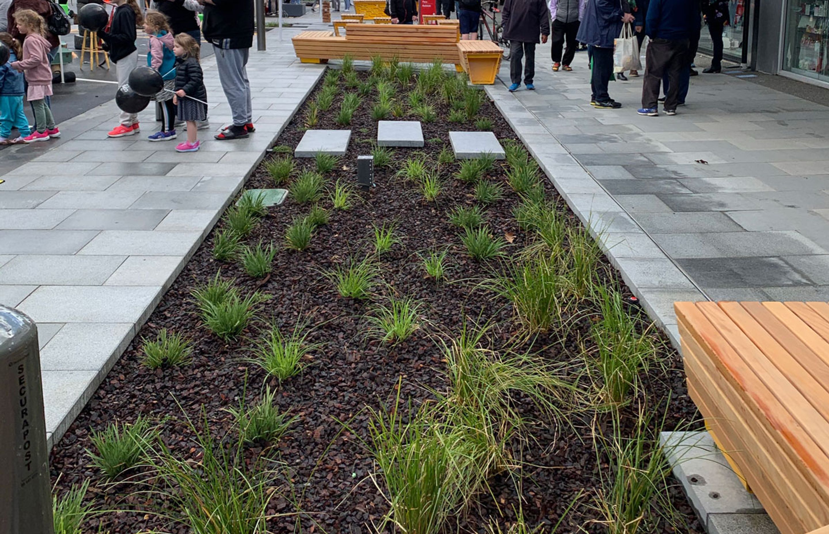 Palmerston Square CBD upgrade with Horizon International Basalt stone pavers and Granite